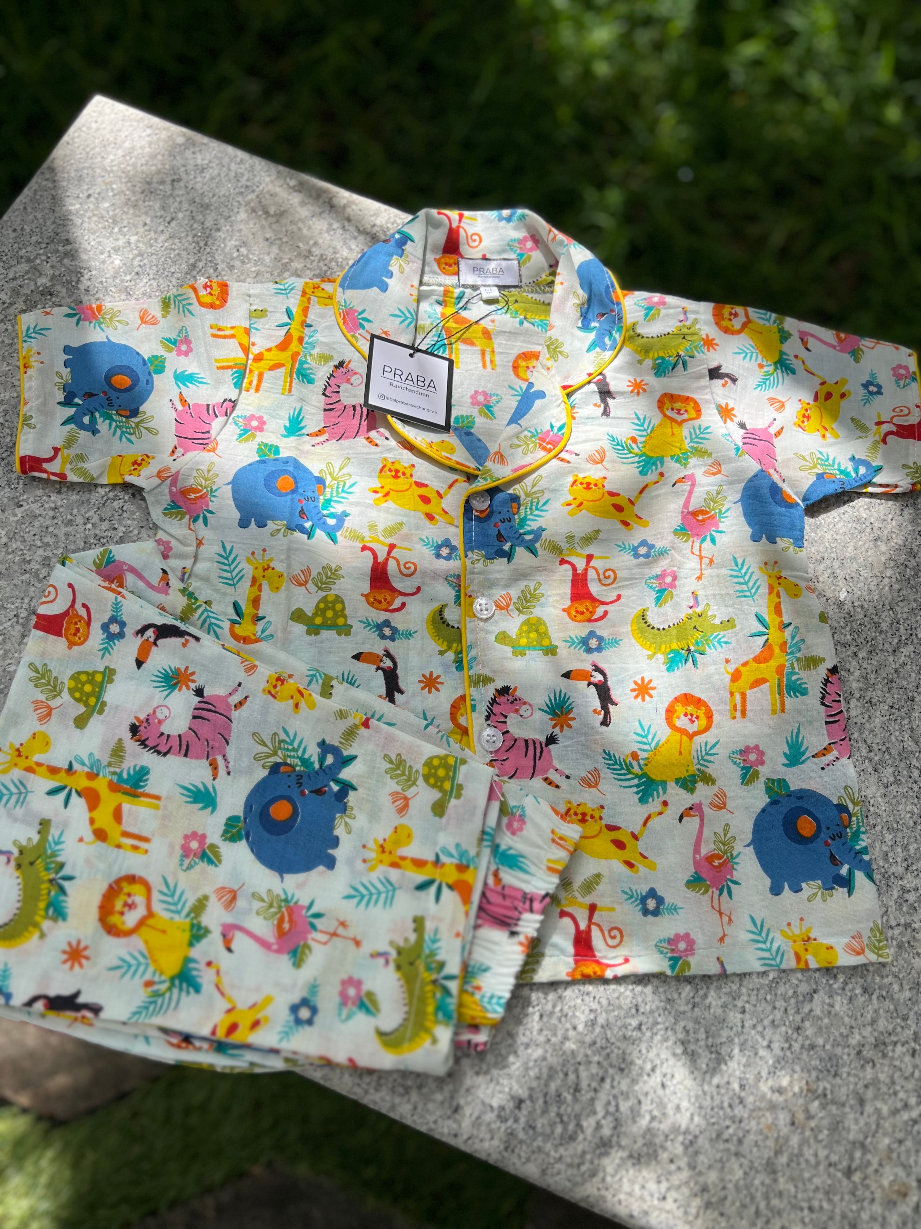 White animal print Night Suit