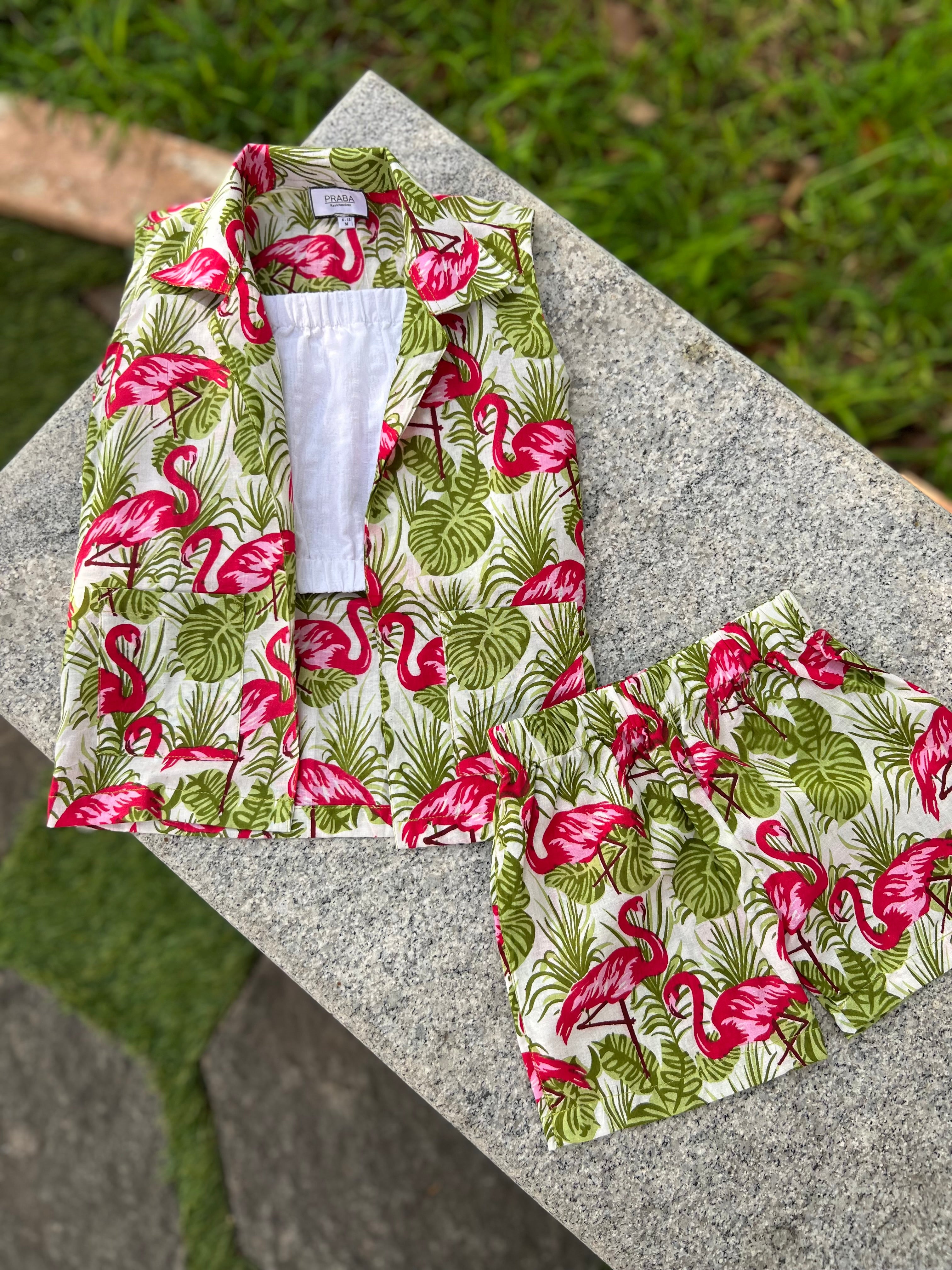 Flamingo 🦩 print Girls 3 Piece Set