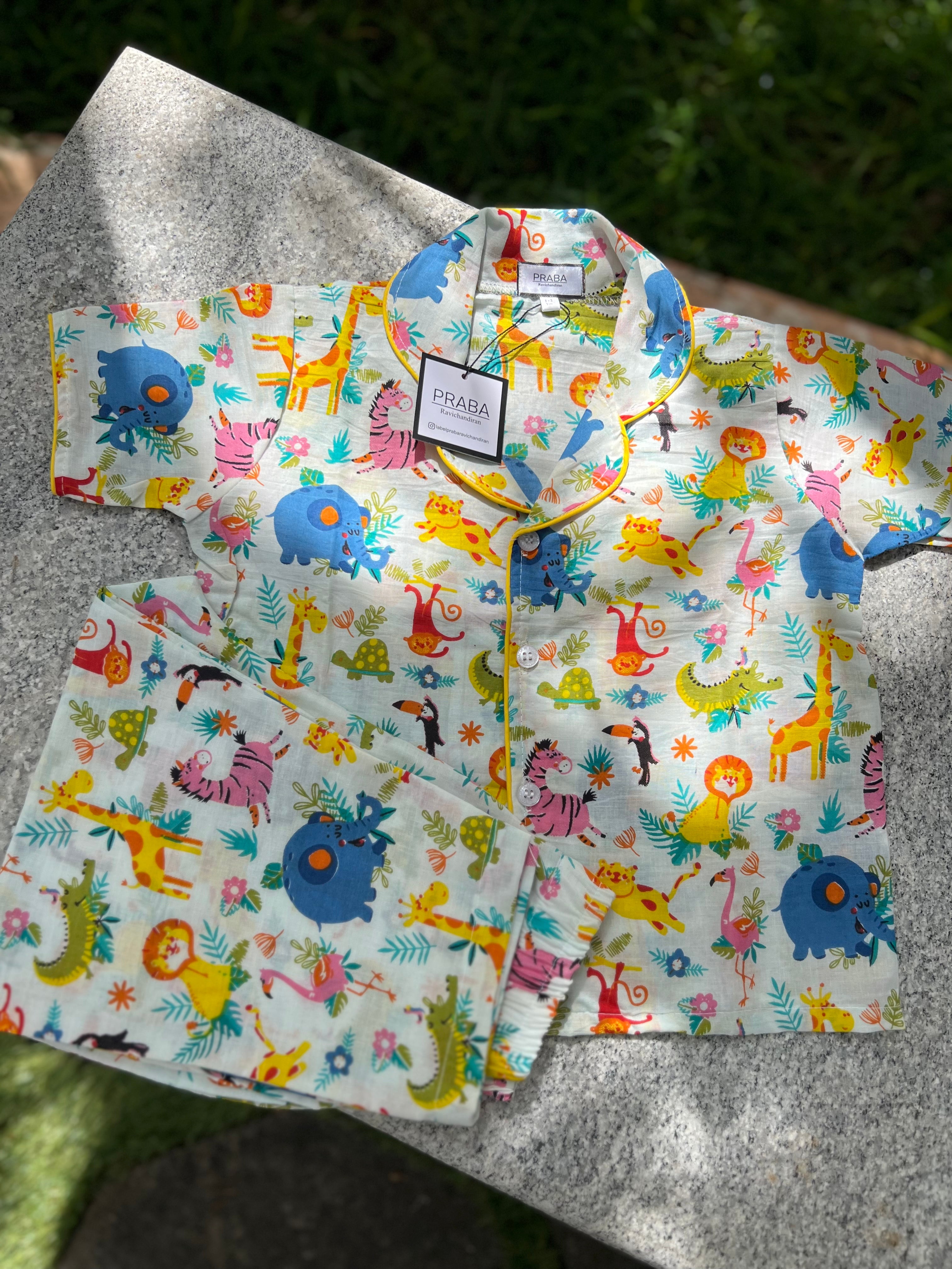 White animal print Night Suit