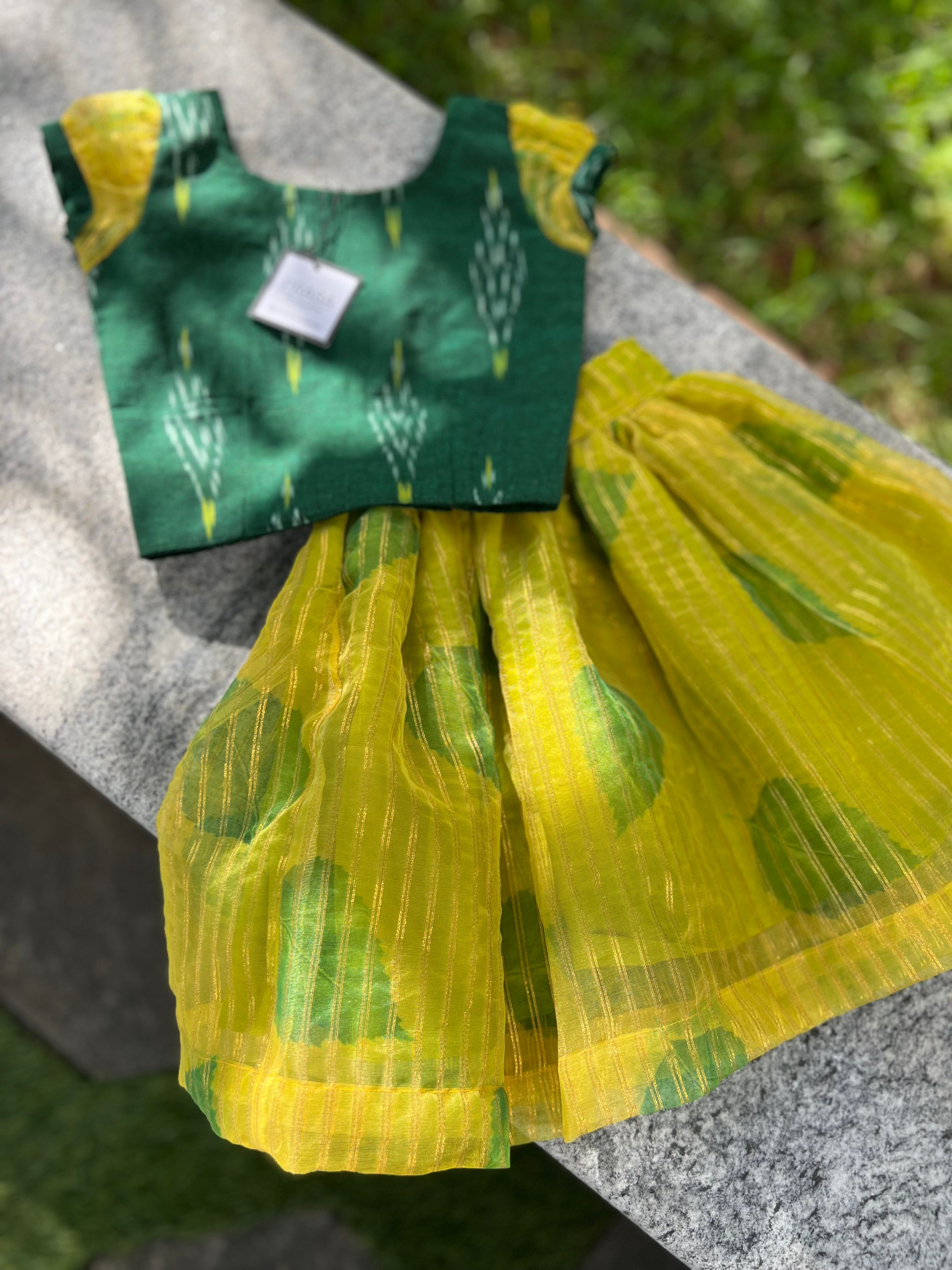 Skirt set, Golden Green Half Length