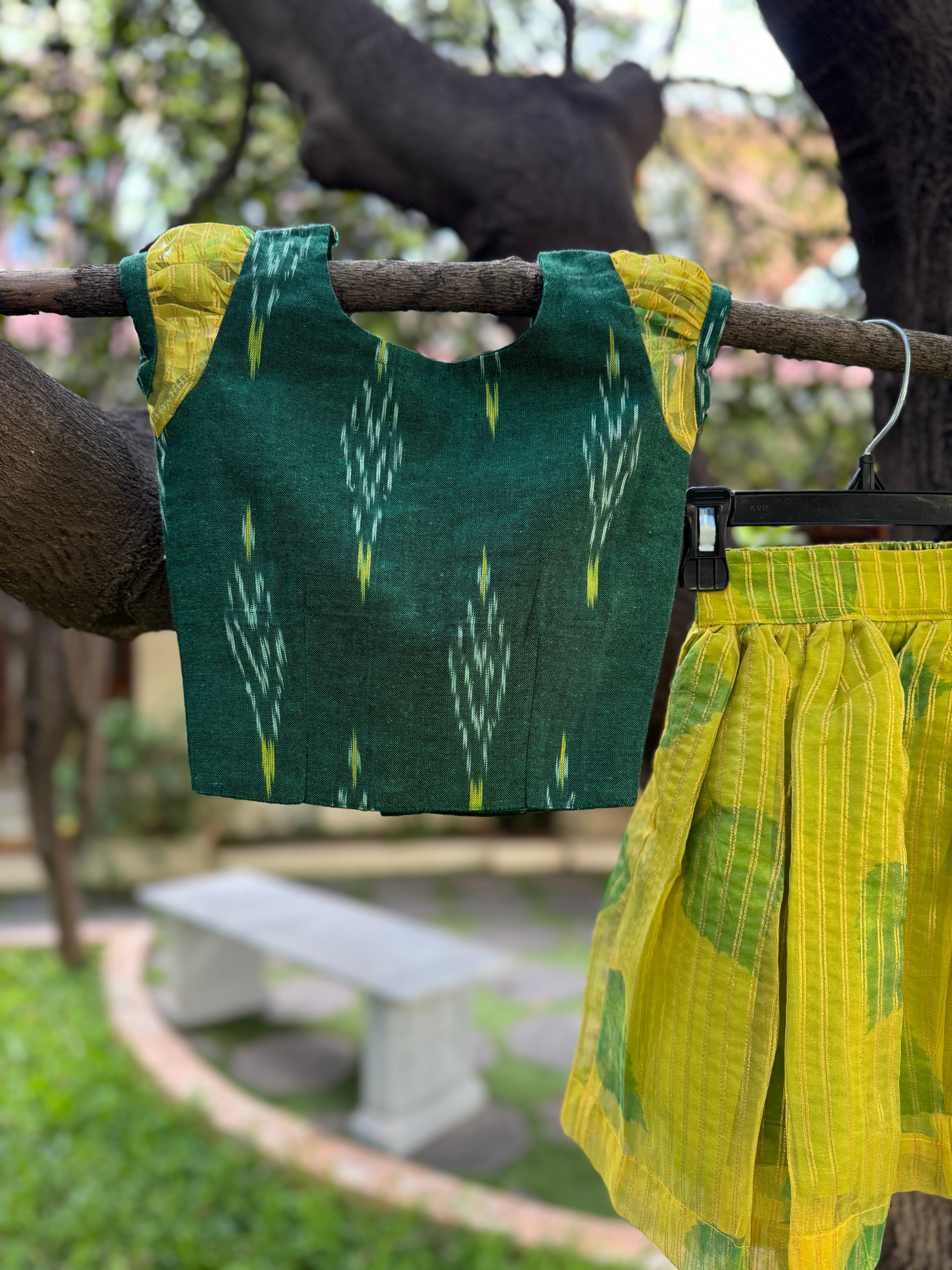 Skirt set, Golden Green Half Length