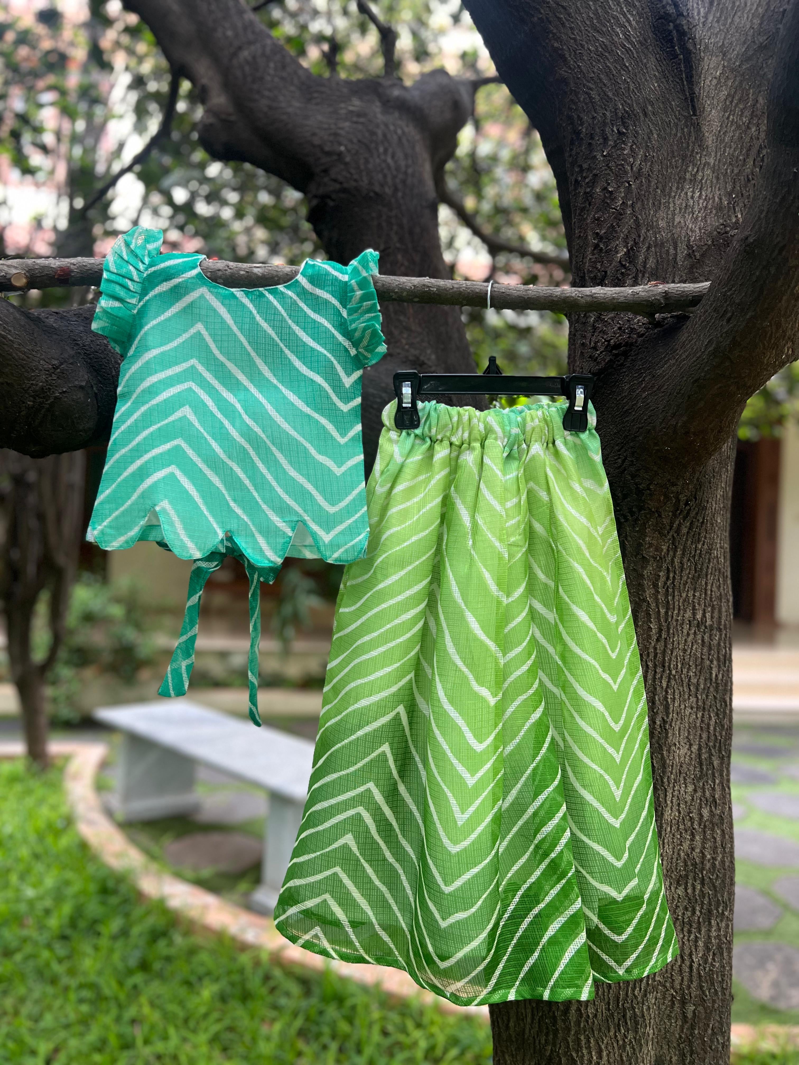 Green Full Skirt Set