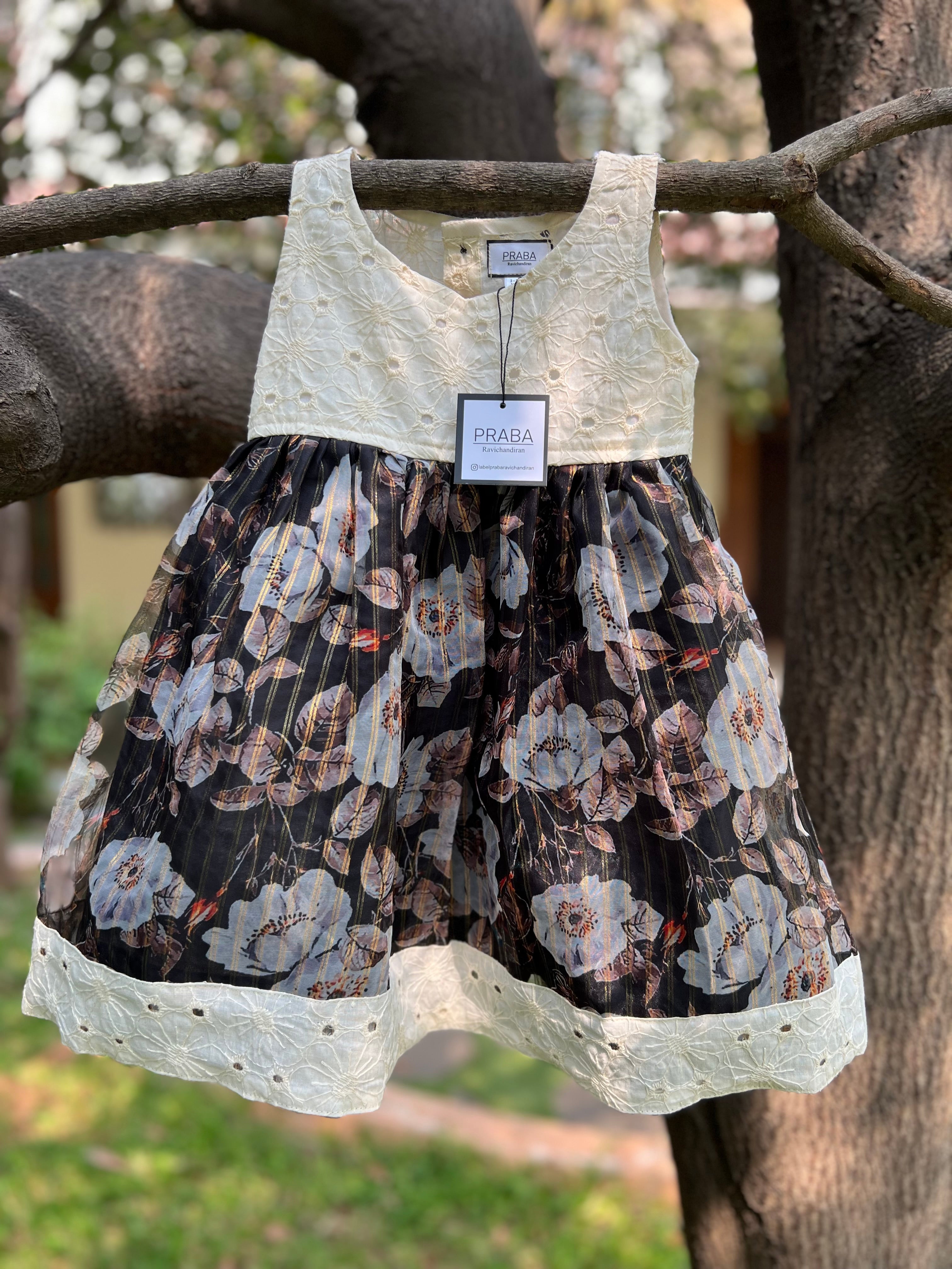 Cream & Black Organza.