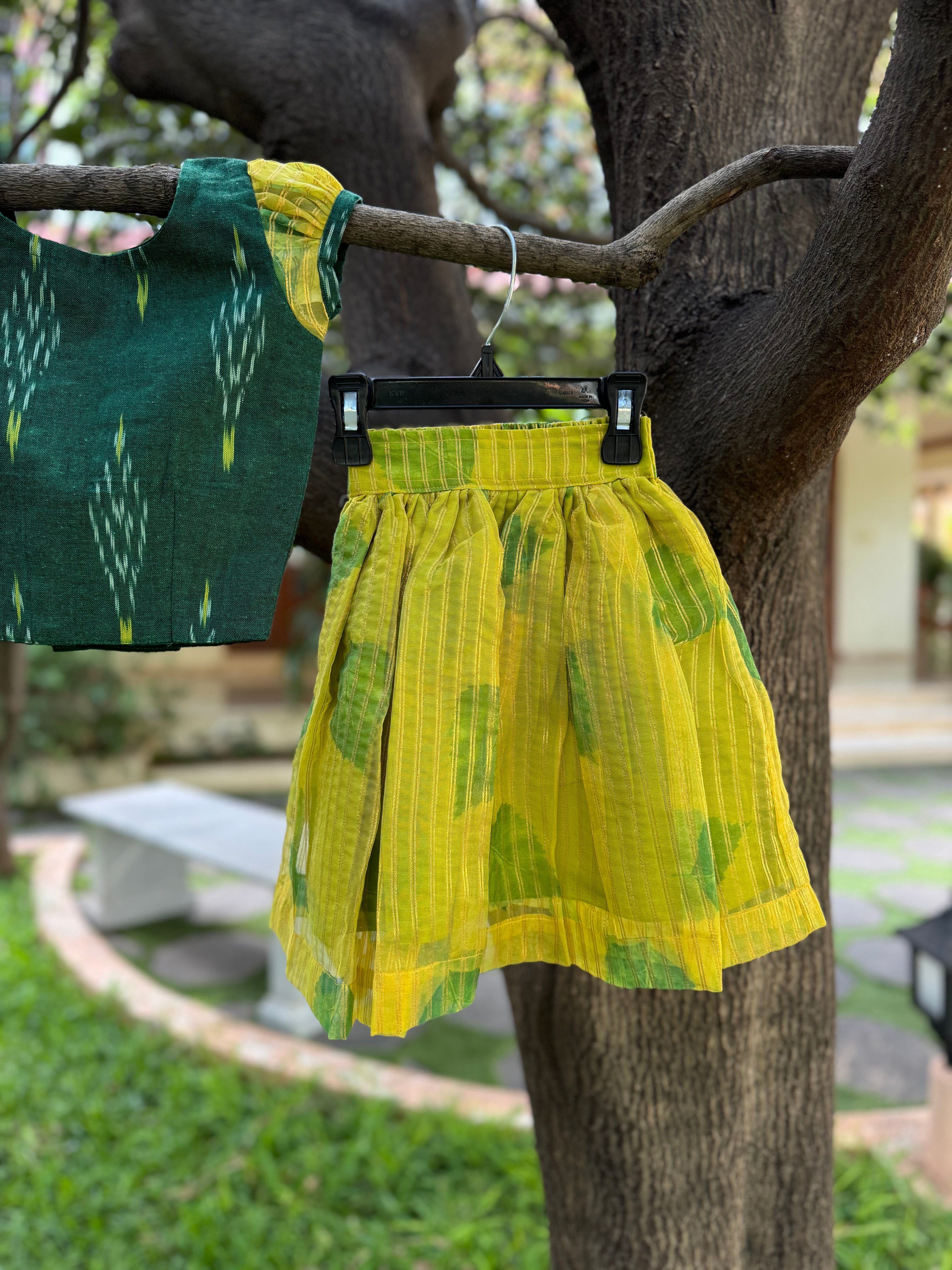 Skirt set, Golden Green Half Length