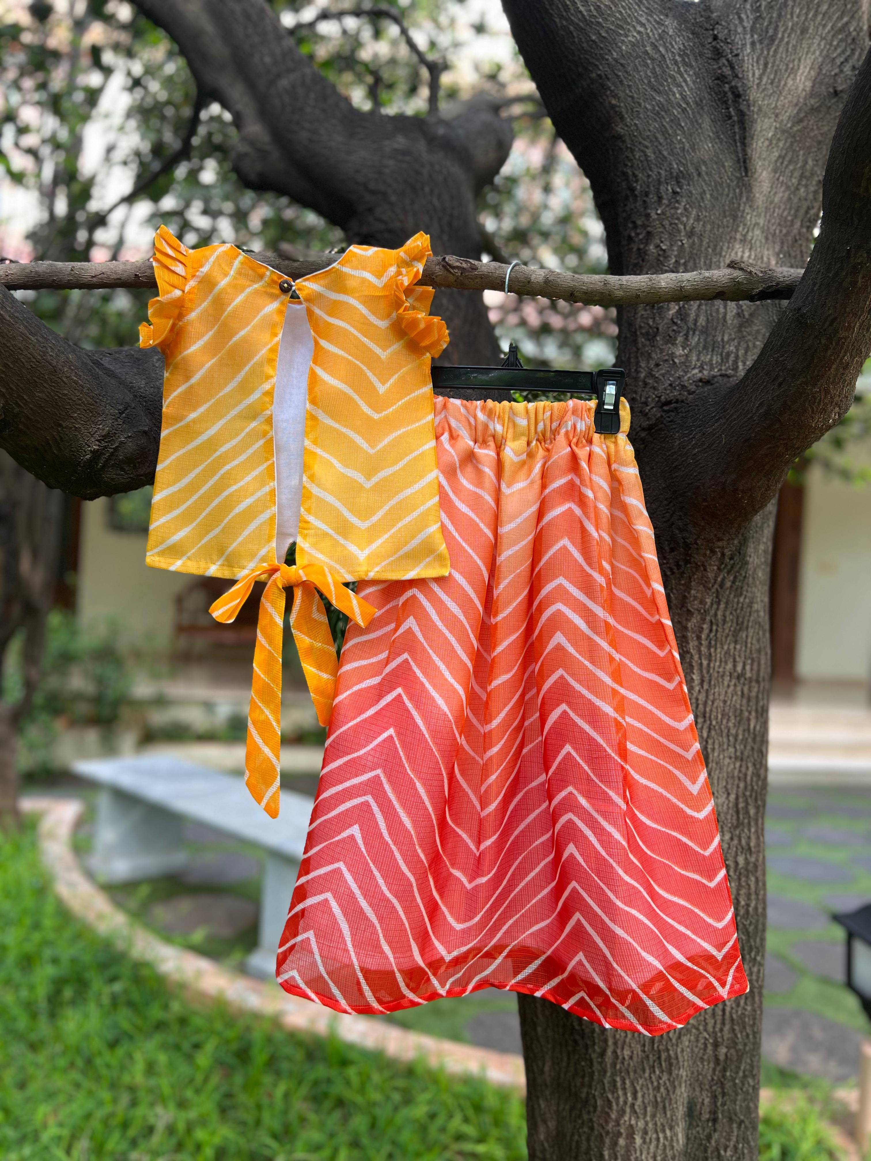 Orange π Full Skirt Set
