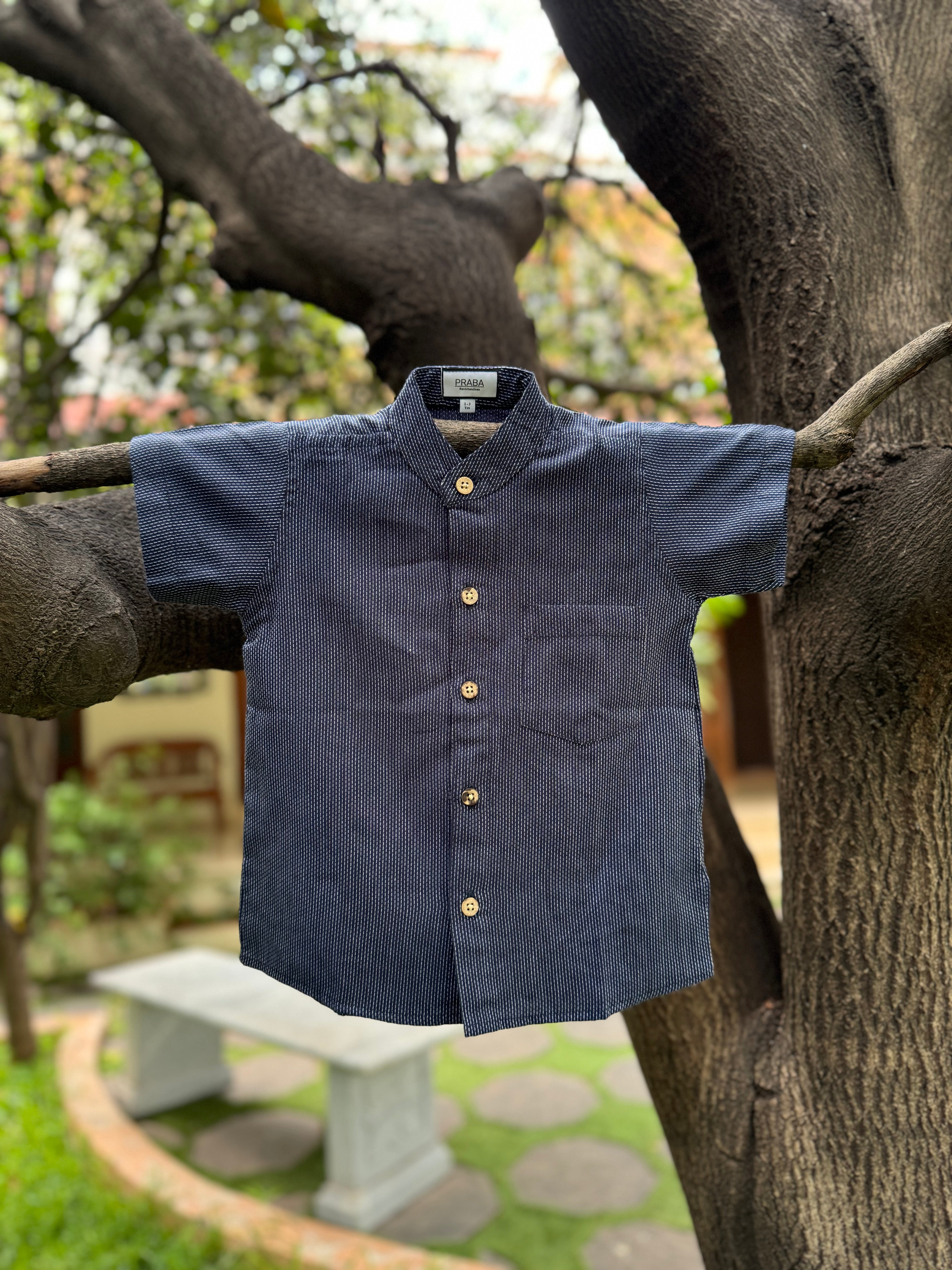 Navy Blue Pure Cotton Regular Fit