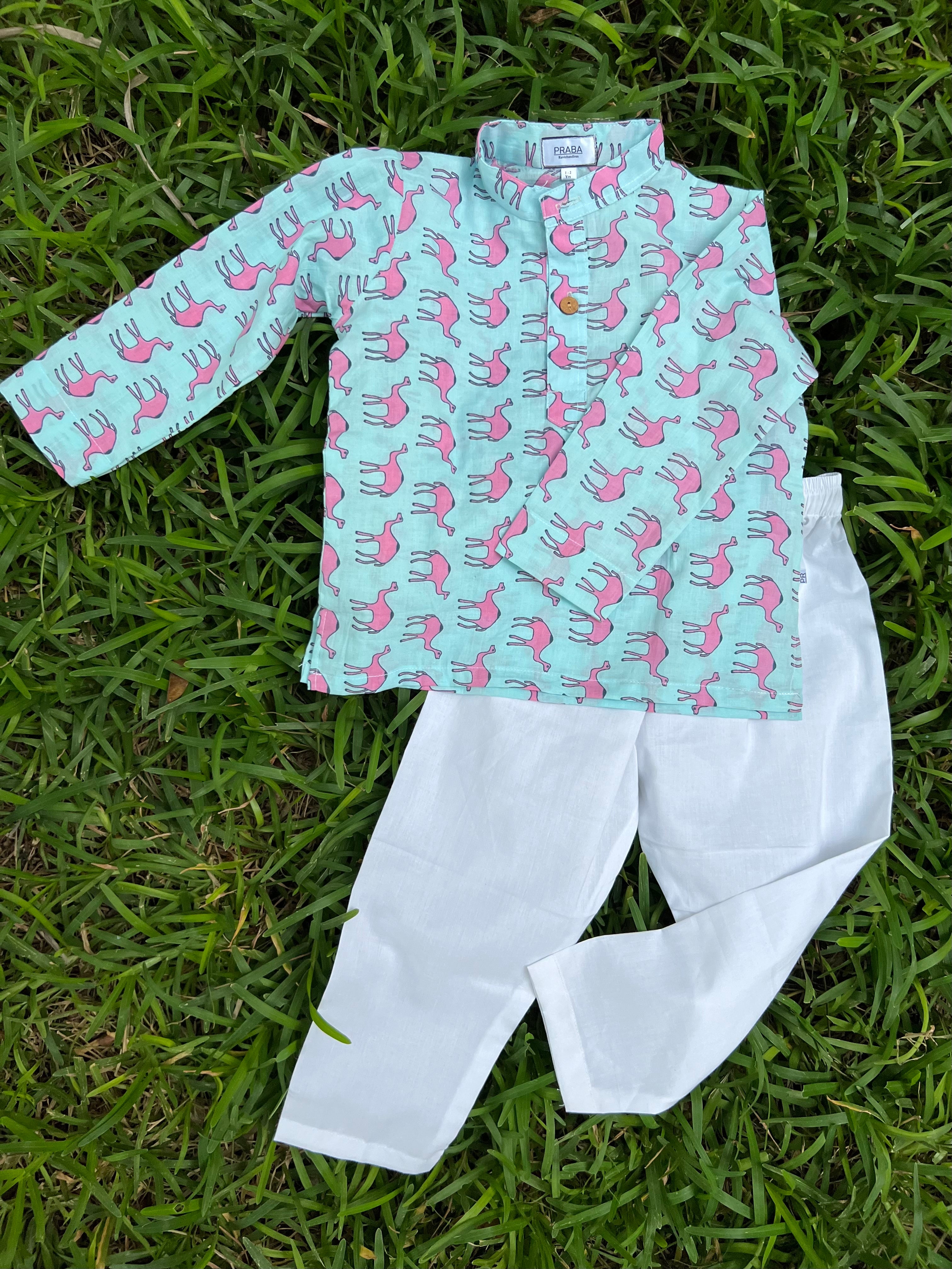 Camel animal printed kurta pyjama set