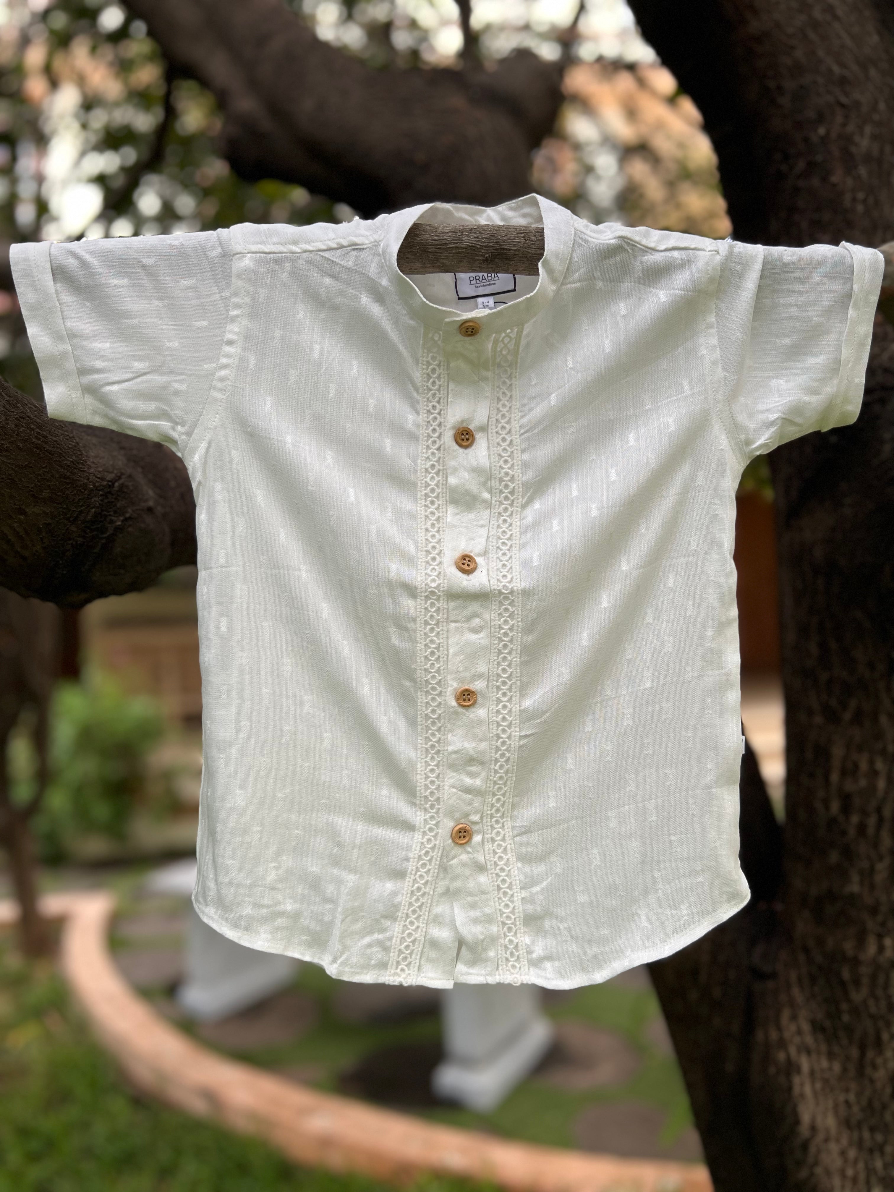 PR’s Signature Style, White Silk Cotton Shirt with Lace