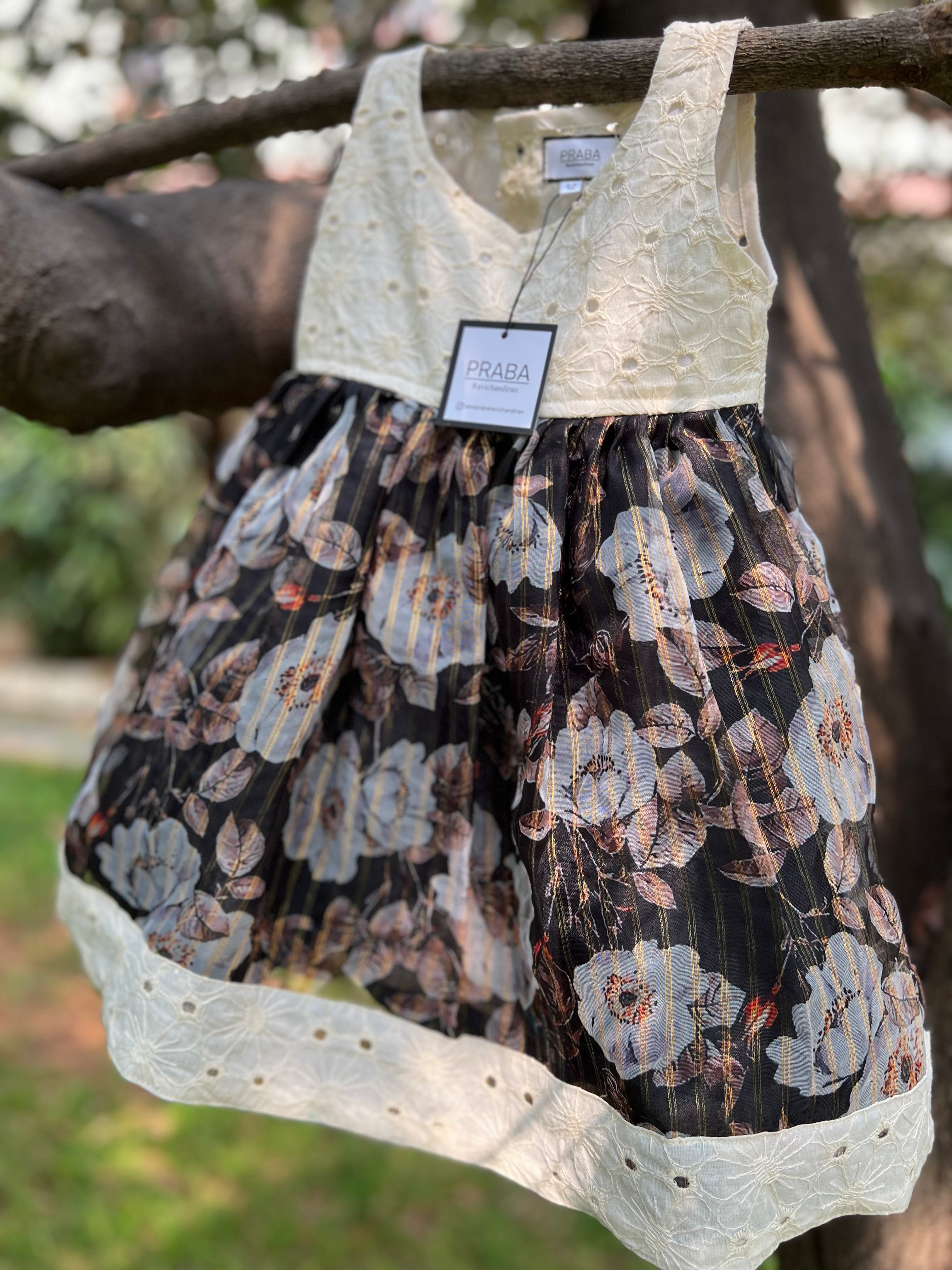 Cream & Black Organza.