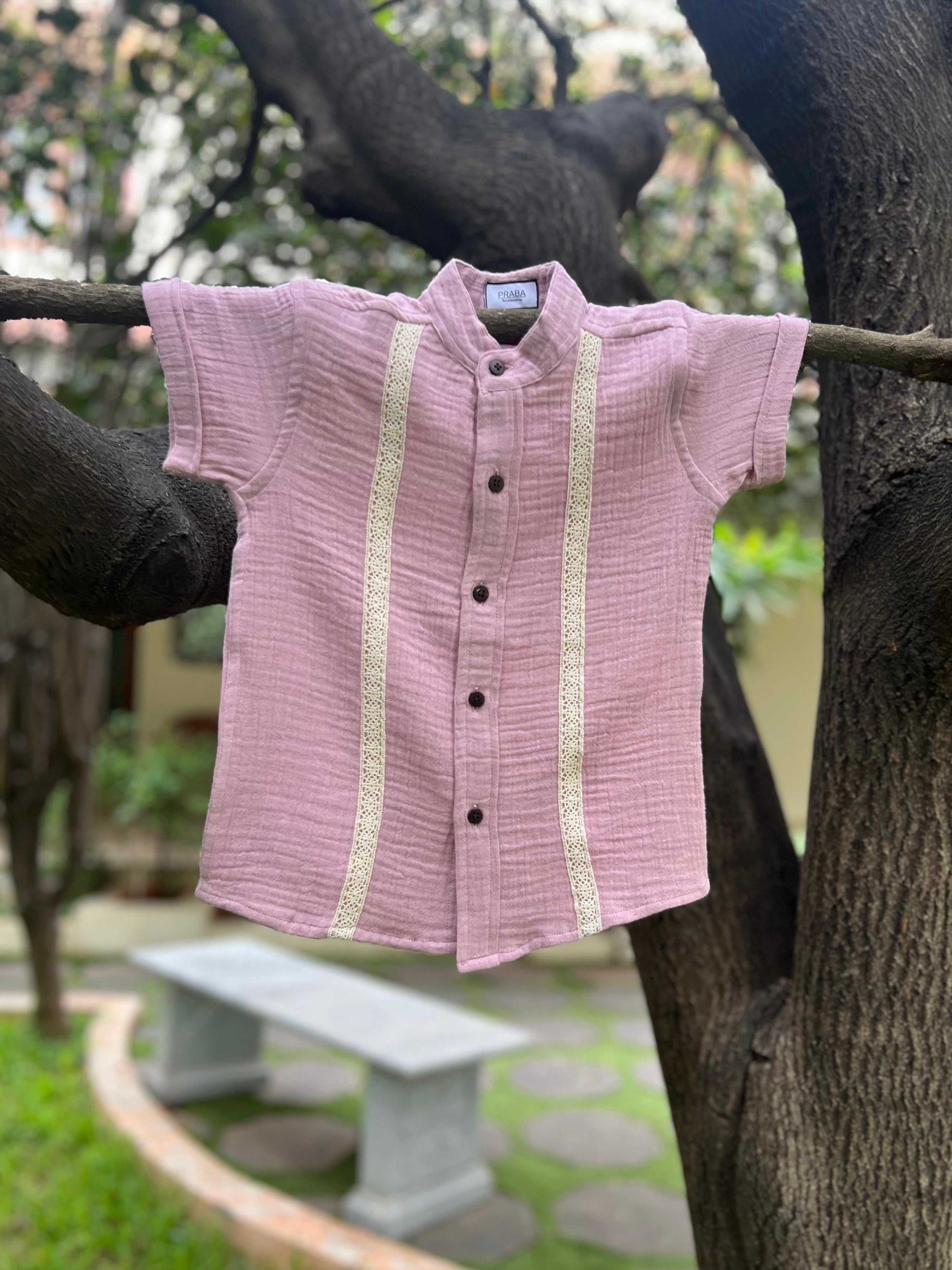 PR’s Signature Style, Pastel Pink Shirt with Lace