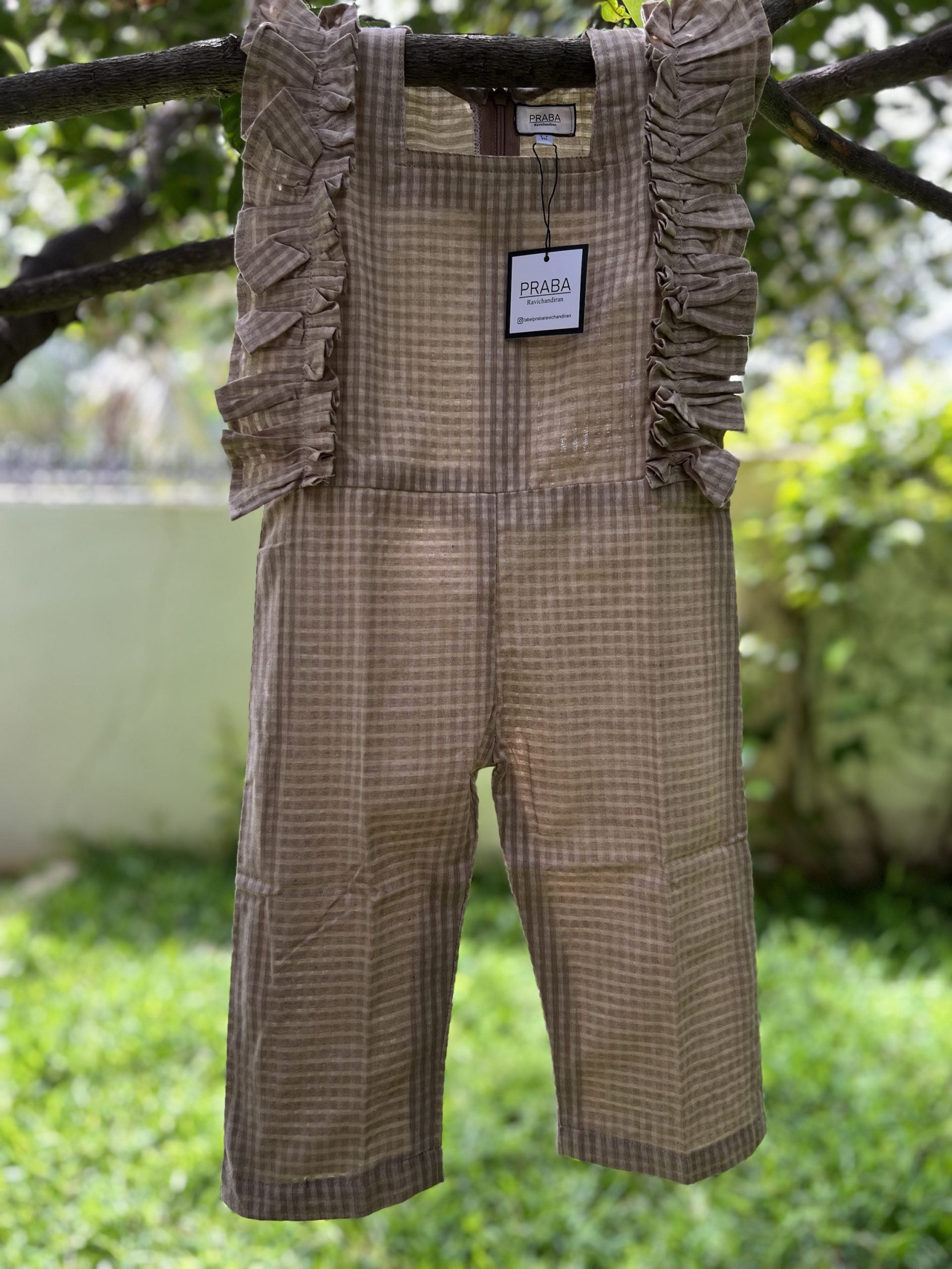 Gingham Jumpsuit with Ruffles