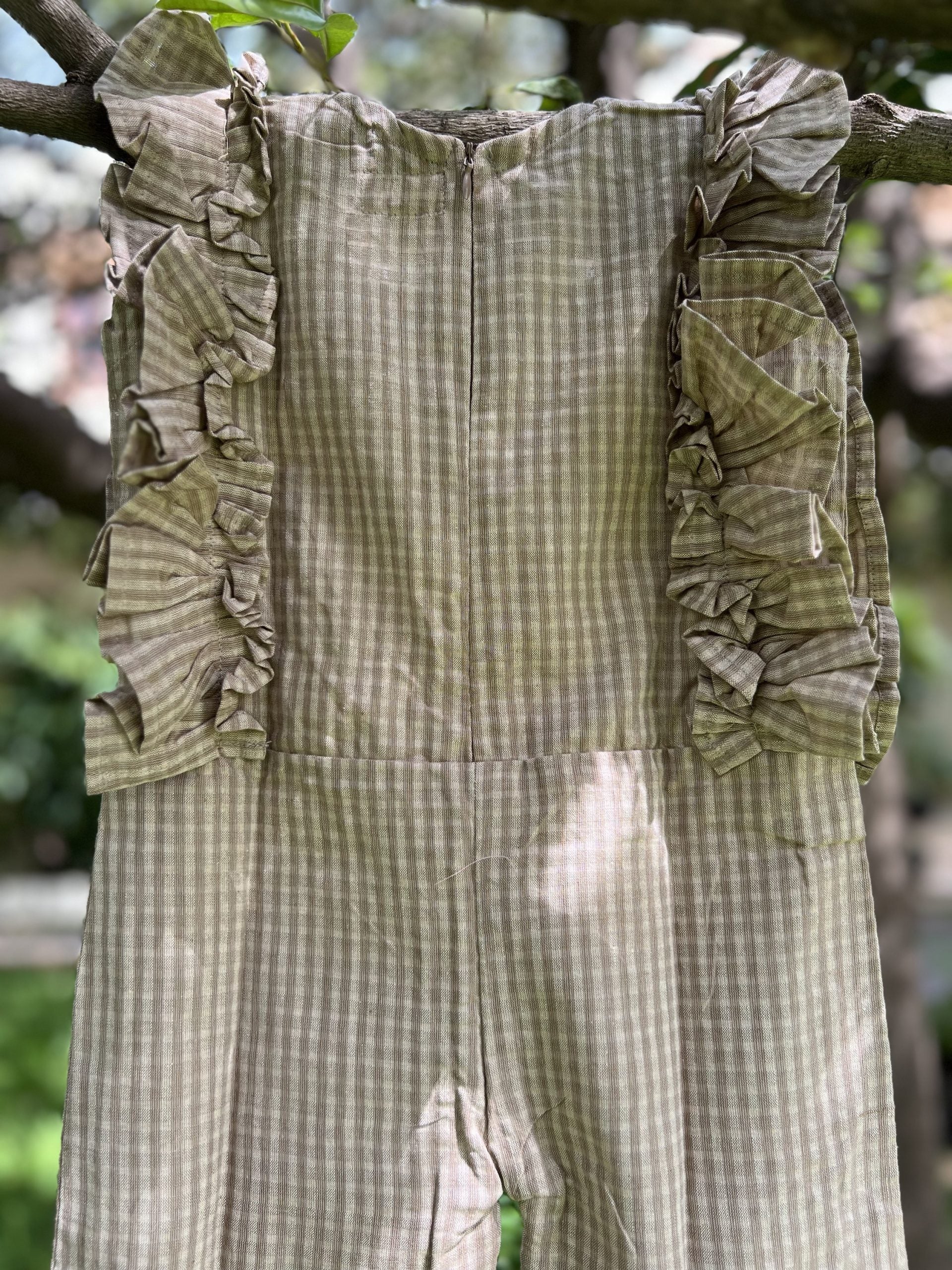 Gingham Jumpsuit with Ruffles