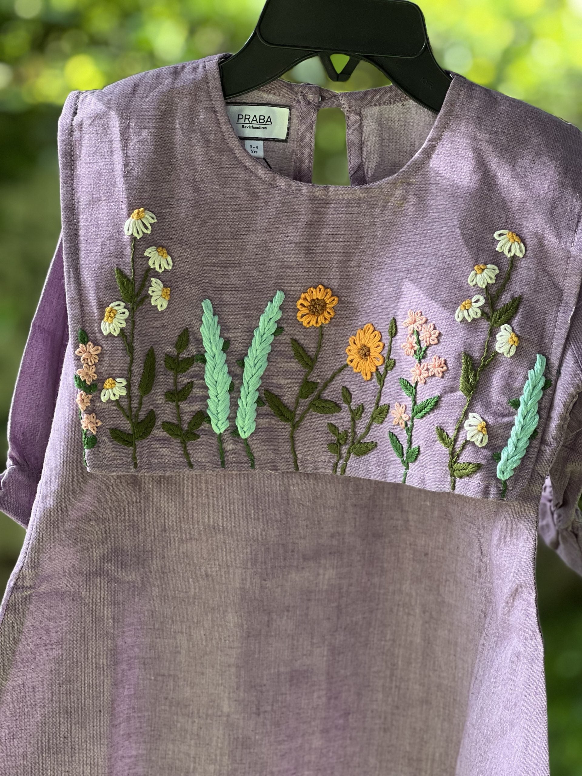 Purple dress with hand Embroidered Flowers