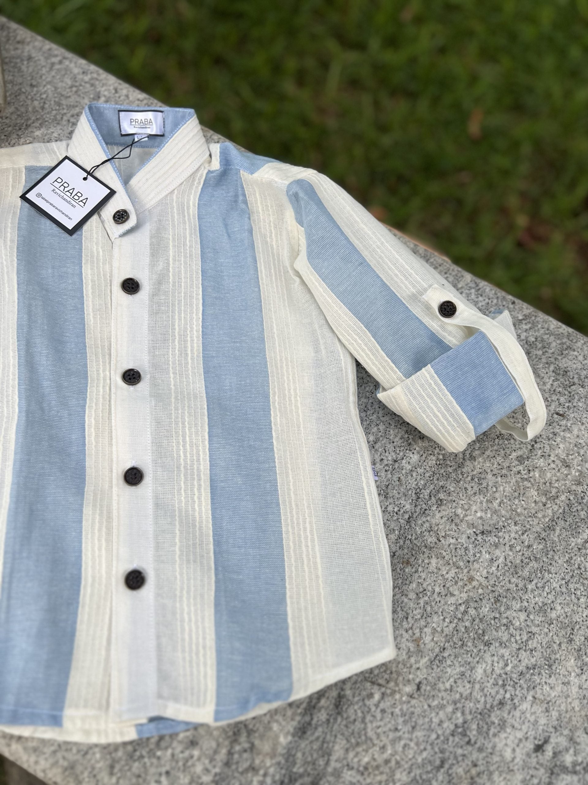 Blue and White Striped Full Sleeve with folding loop