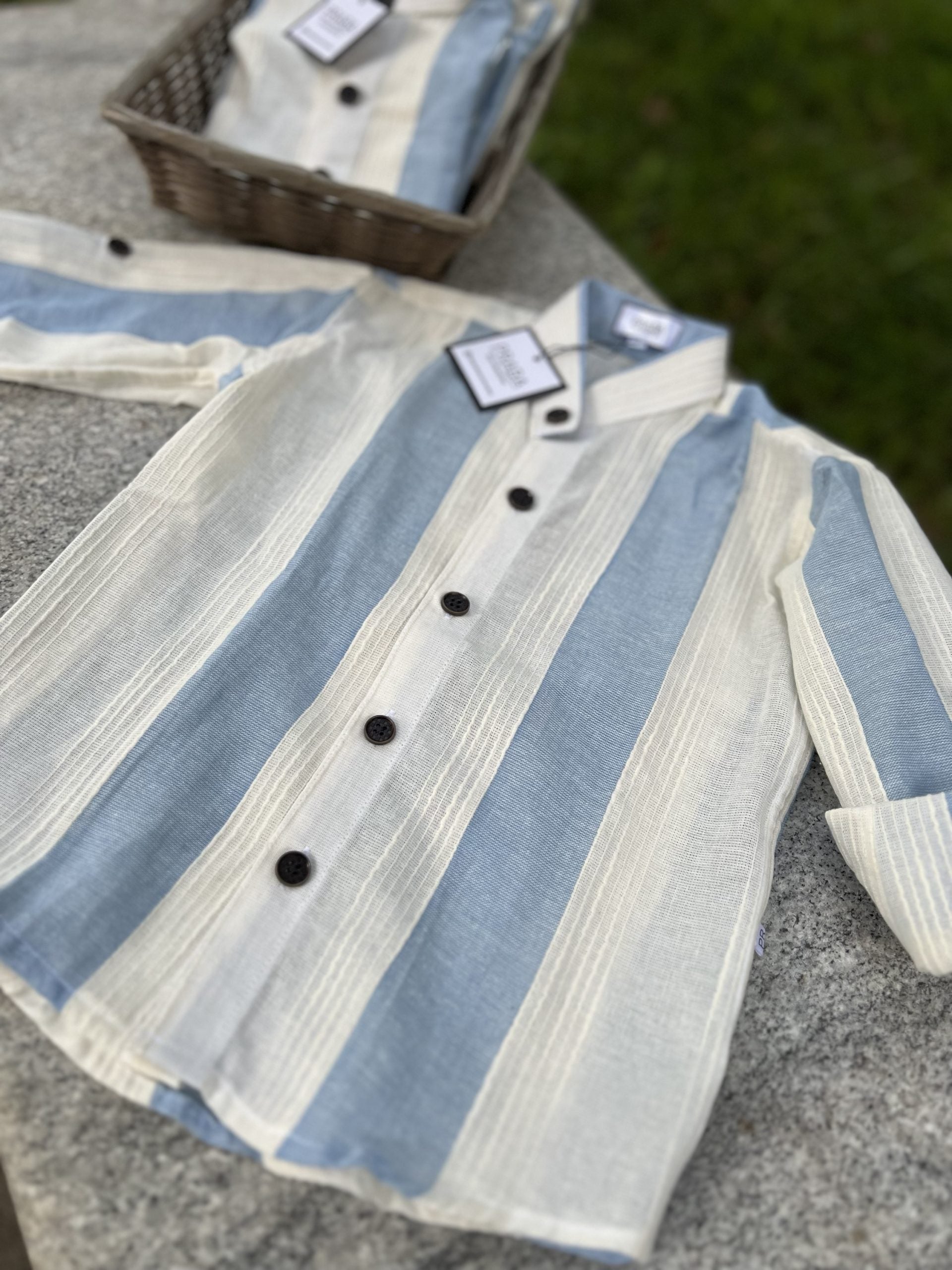 Blue and White Striped Full Sleeve with folding loop