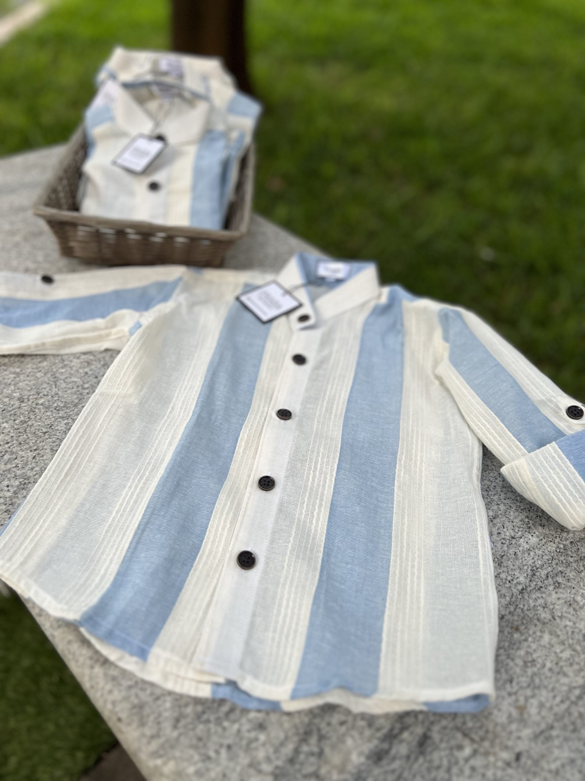 Blue and White Striped Full Sleeve with folding loop