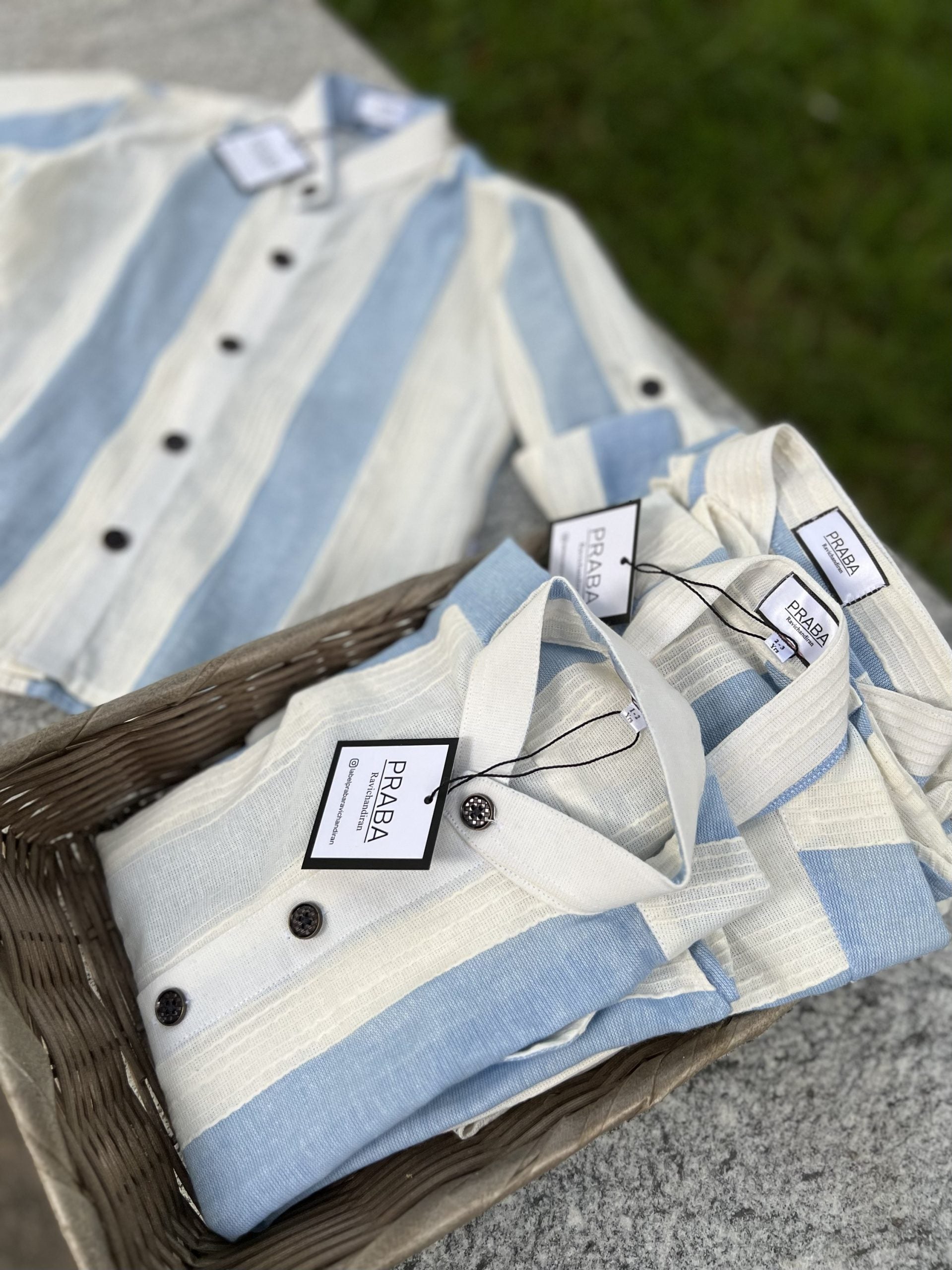 Blue and White Striped Full Sleeve with folding loop