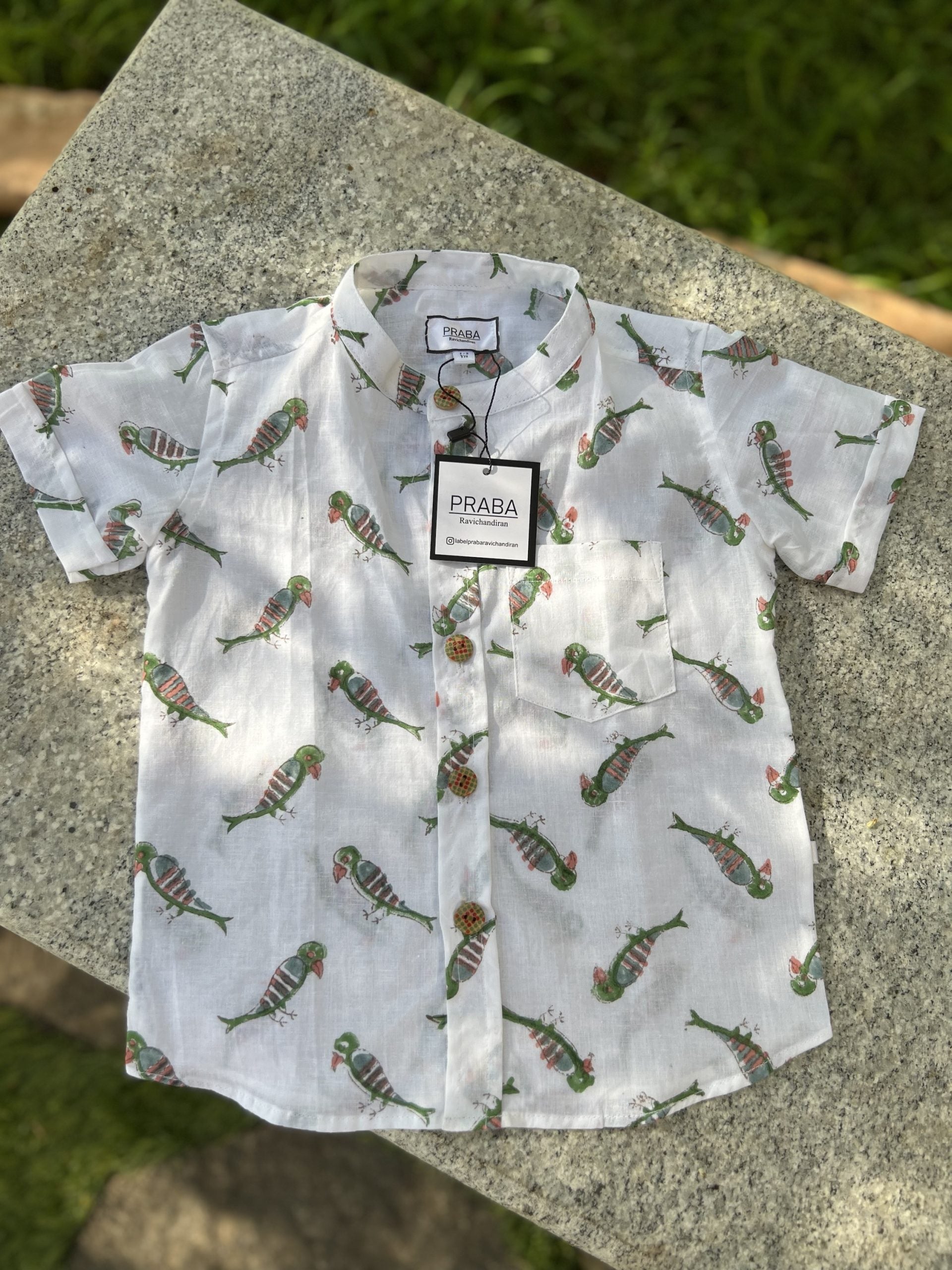 Parrot Print cotton shirt (Regular fit)