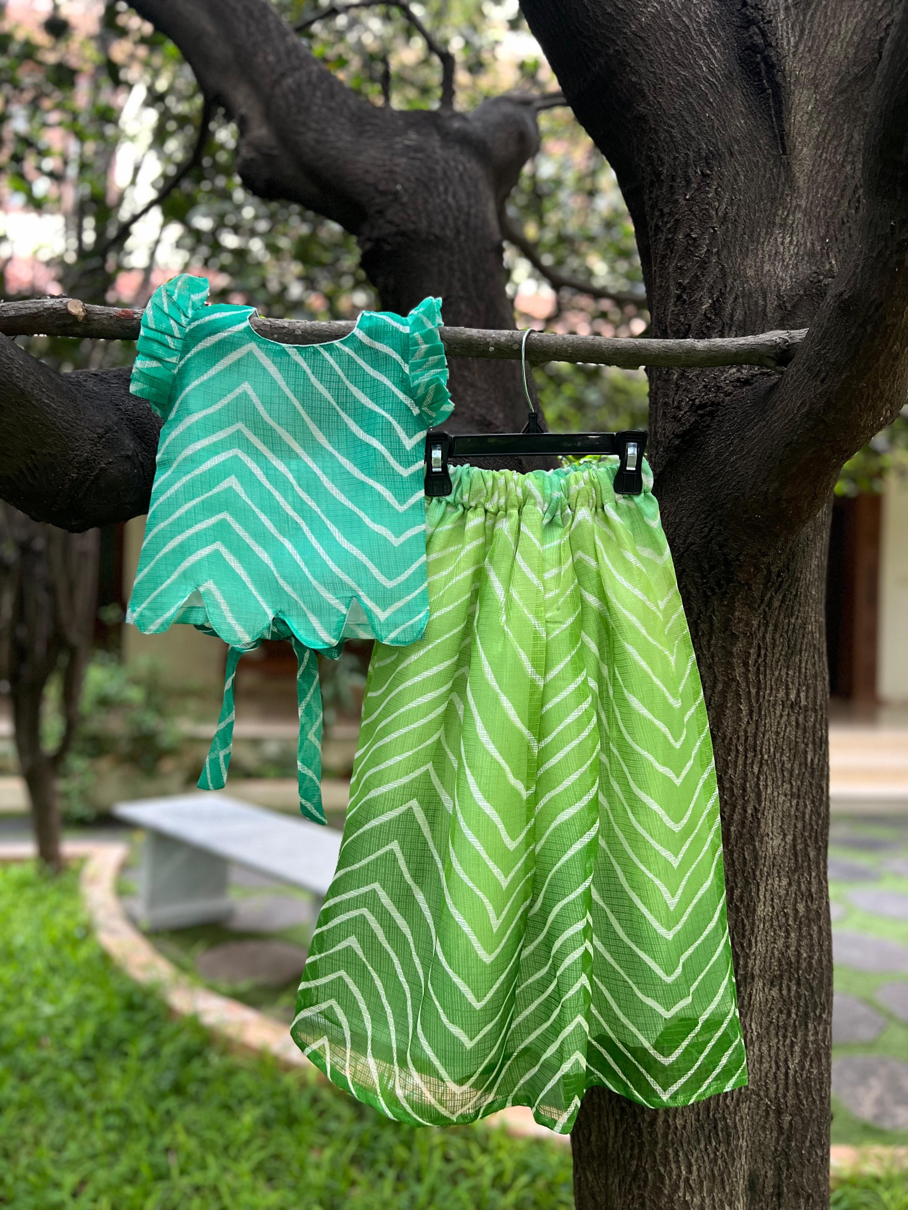 Green Full Skirt Set