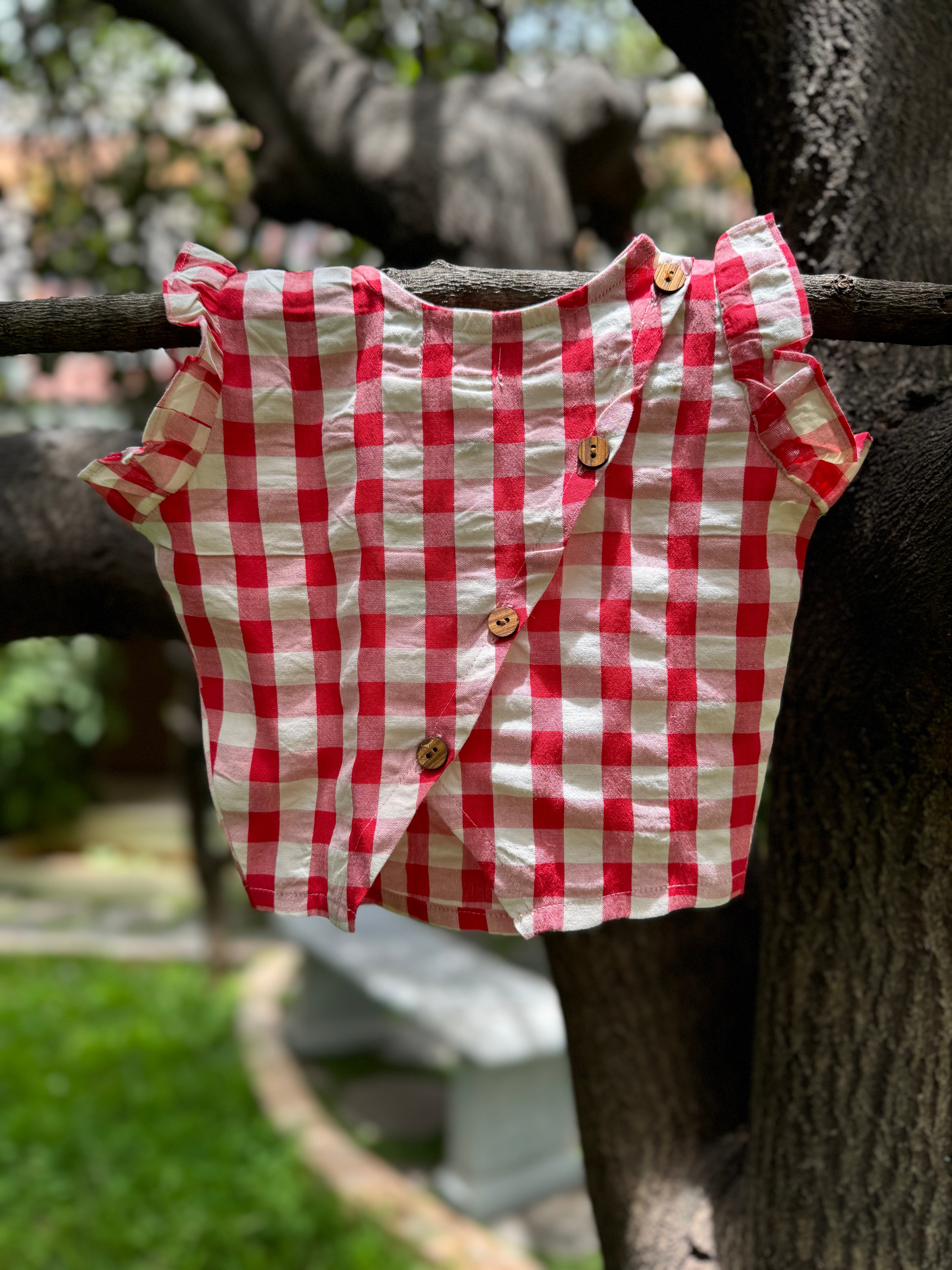 Red & White Shorts Set