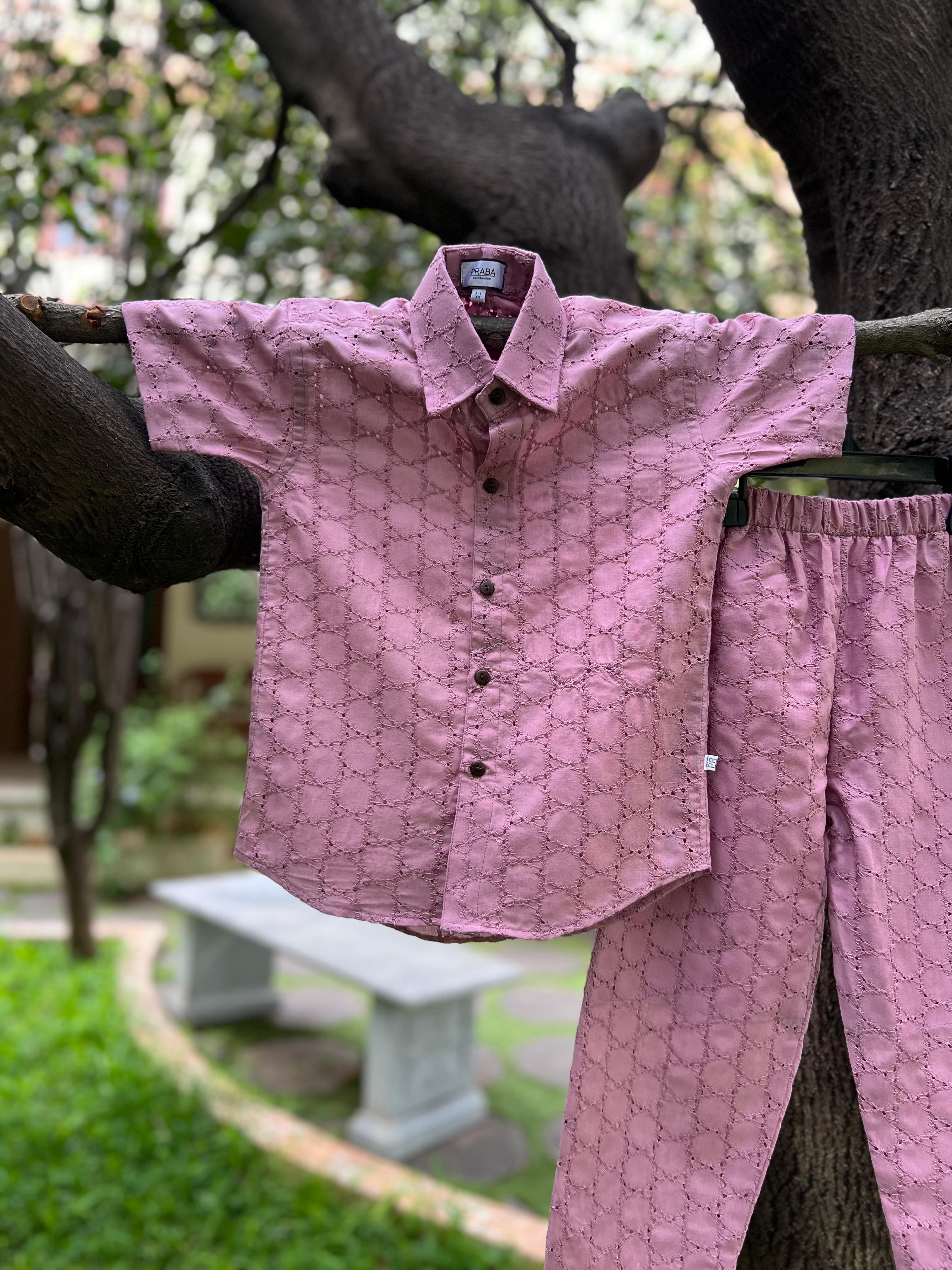 Hakoba Pink Gull Pant Set