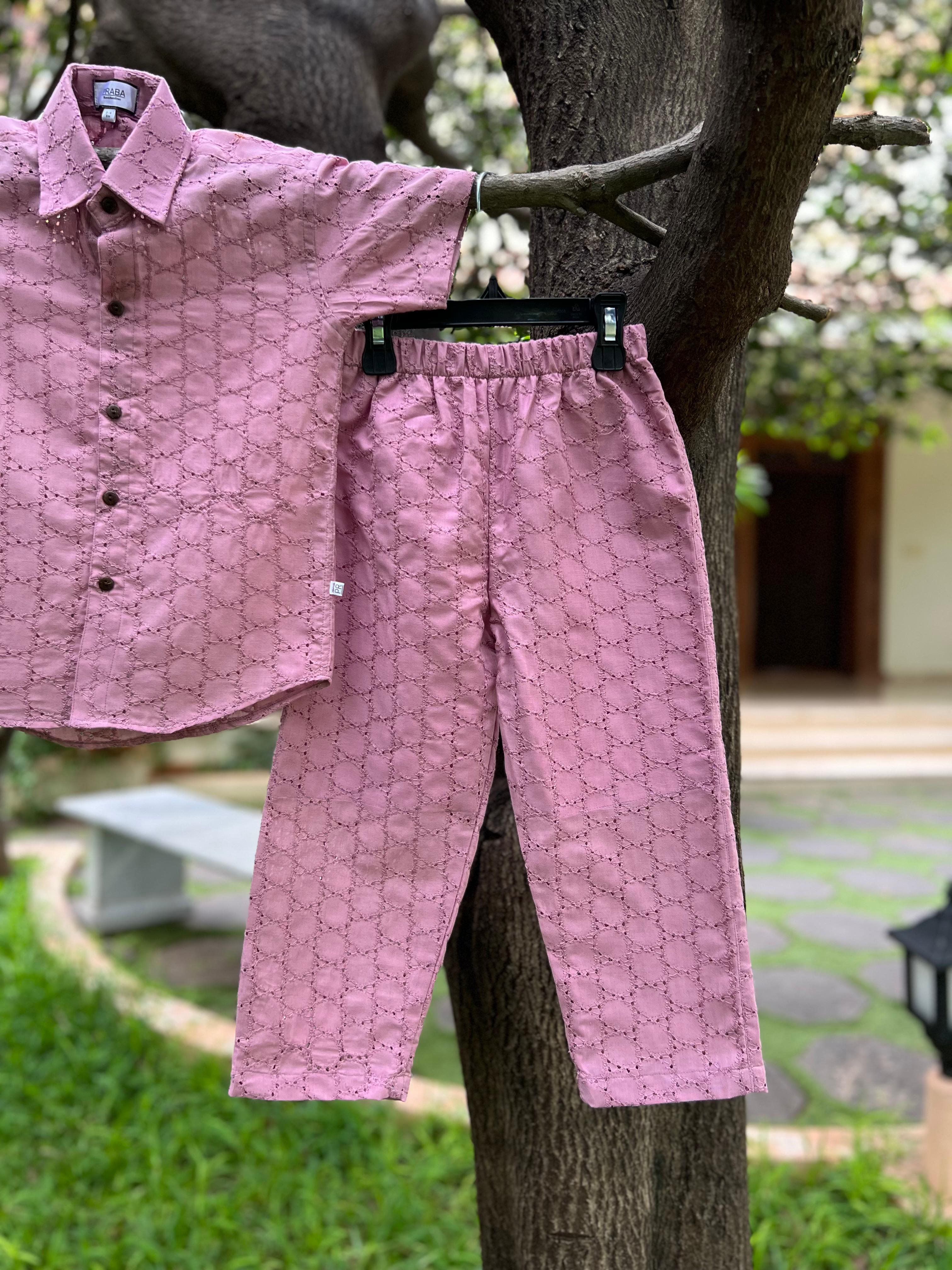 Hakoba Pink Gull Pant Set