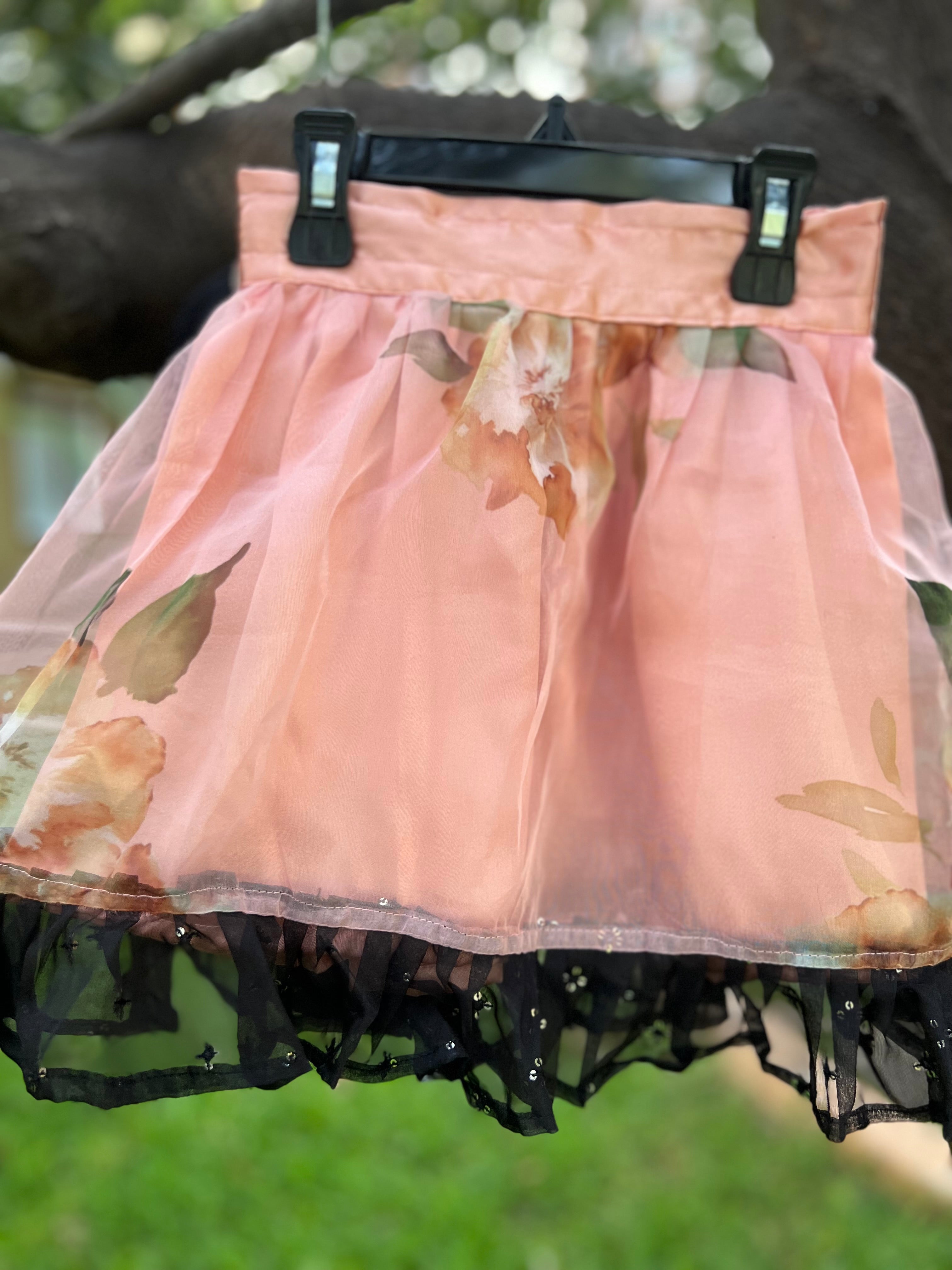 Orange and black organza skirt