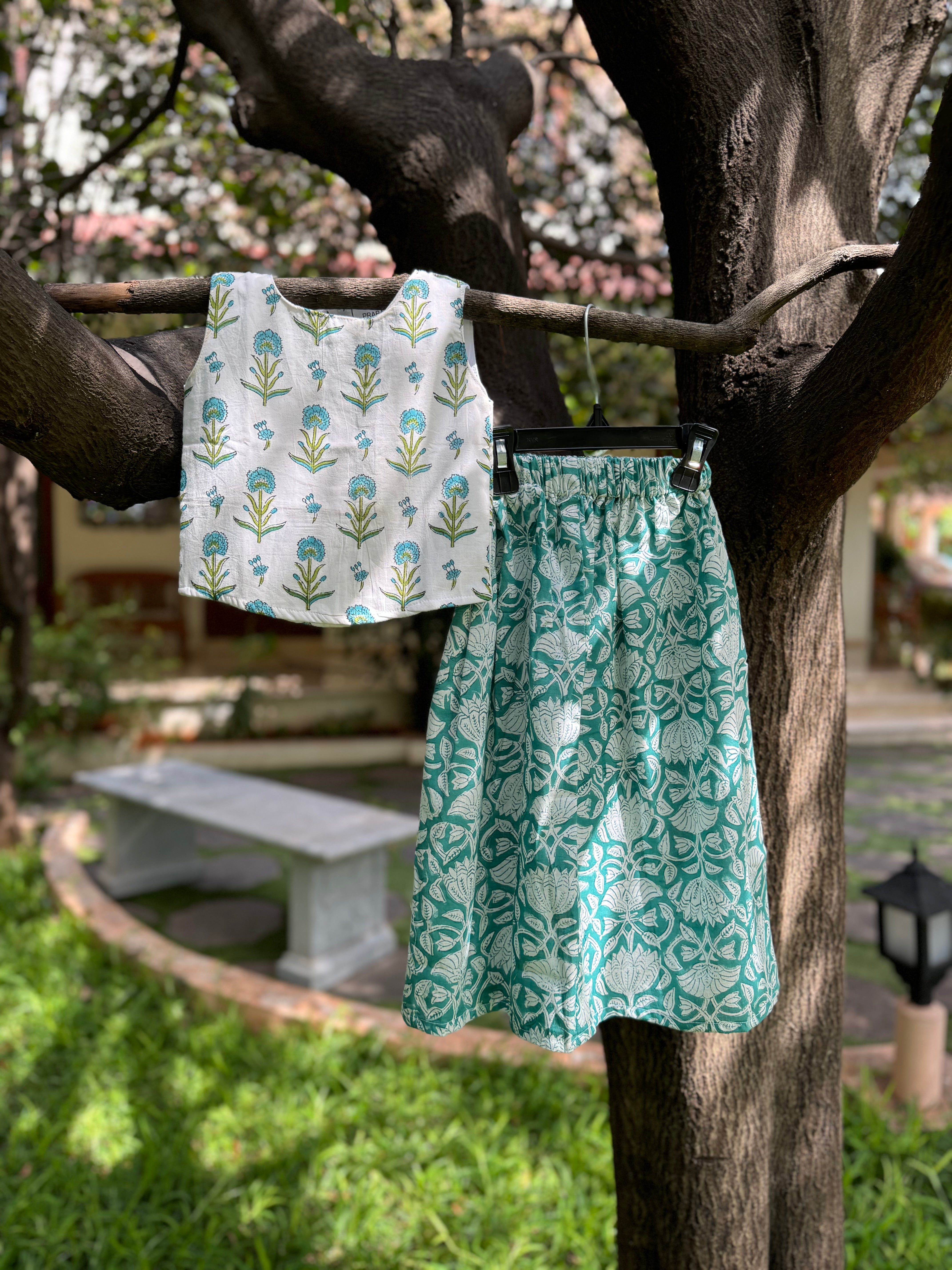 Teal Green & White Floral Set