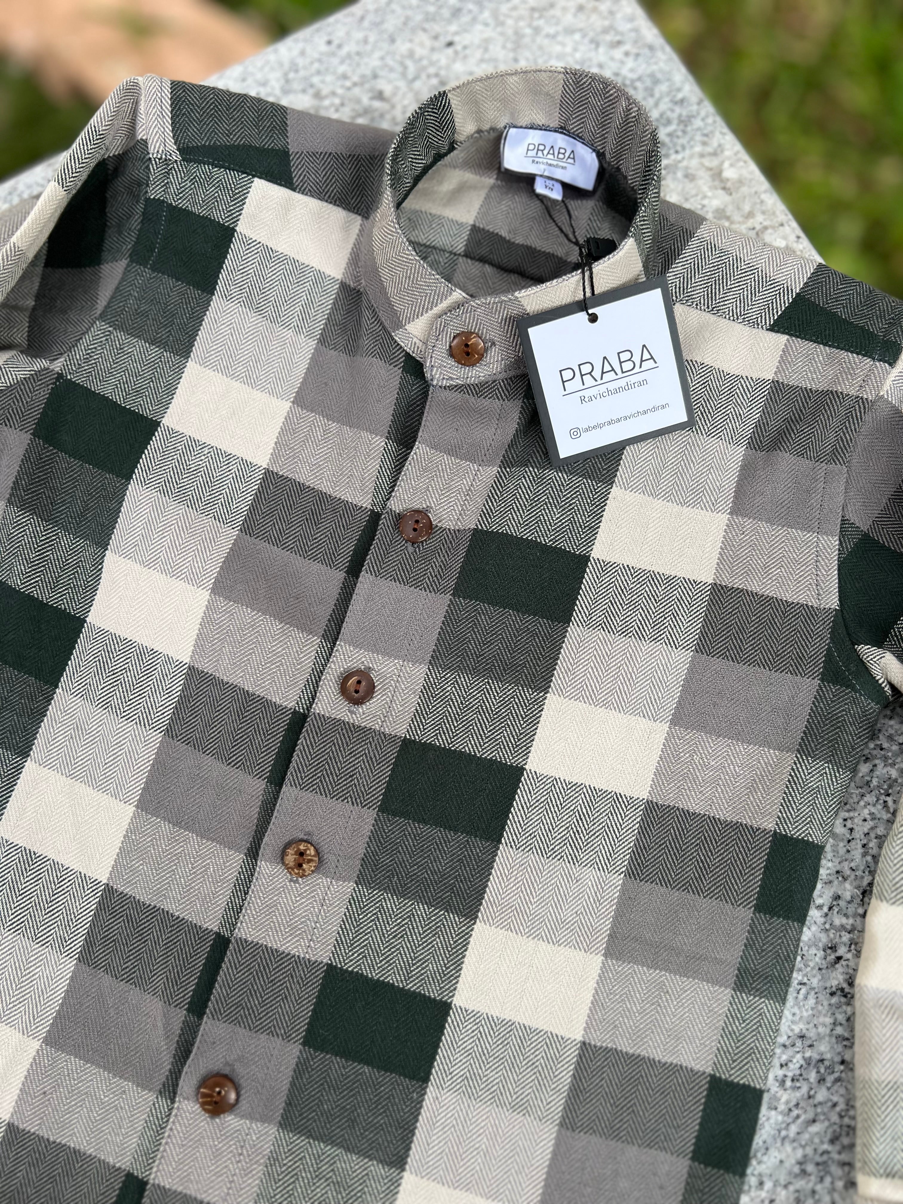 Bottle green checked shirt