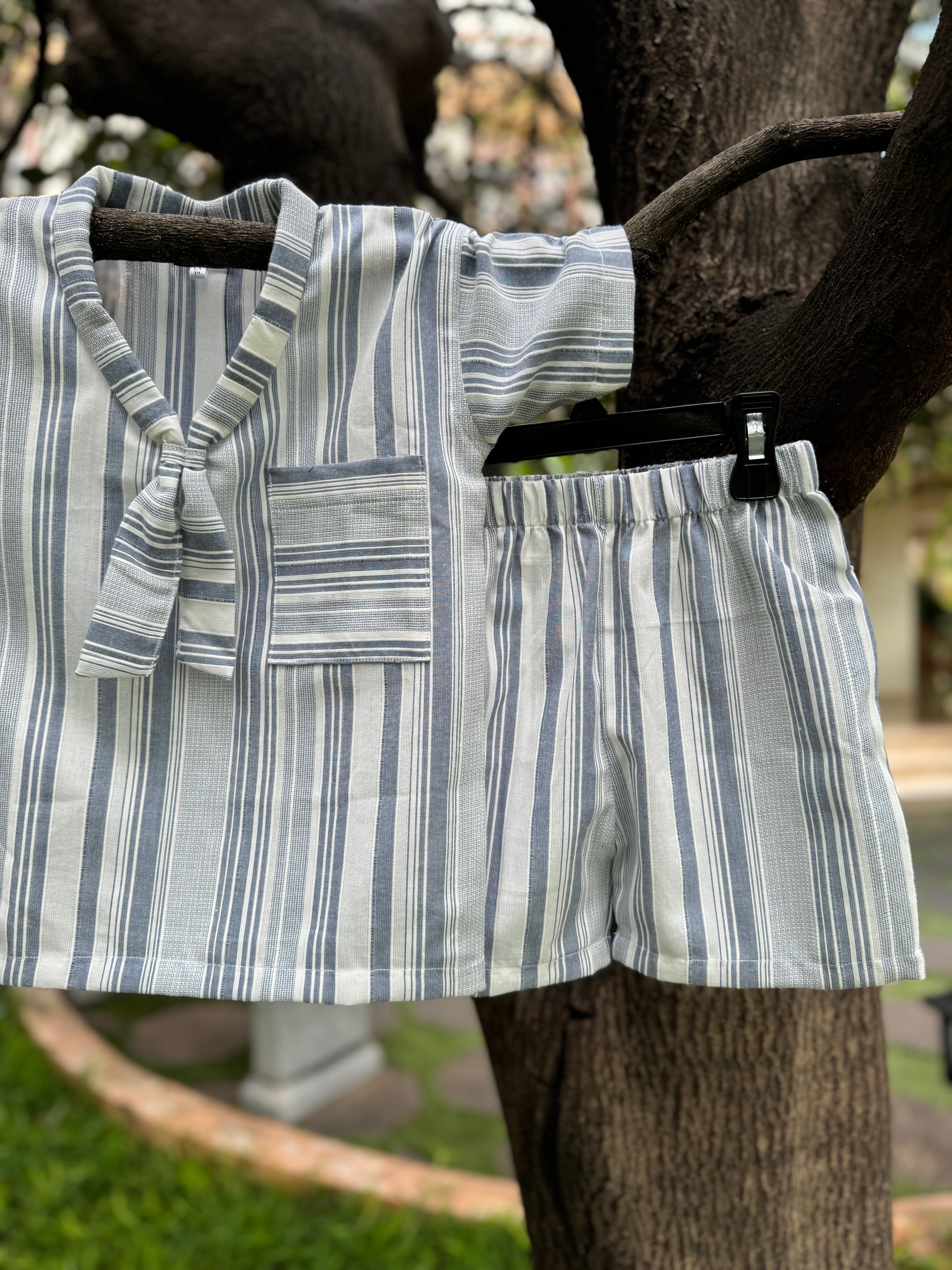 Blue & White strips with Floppy Bow