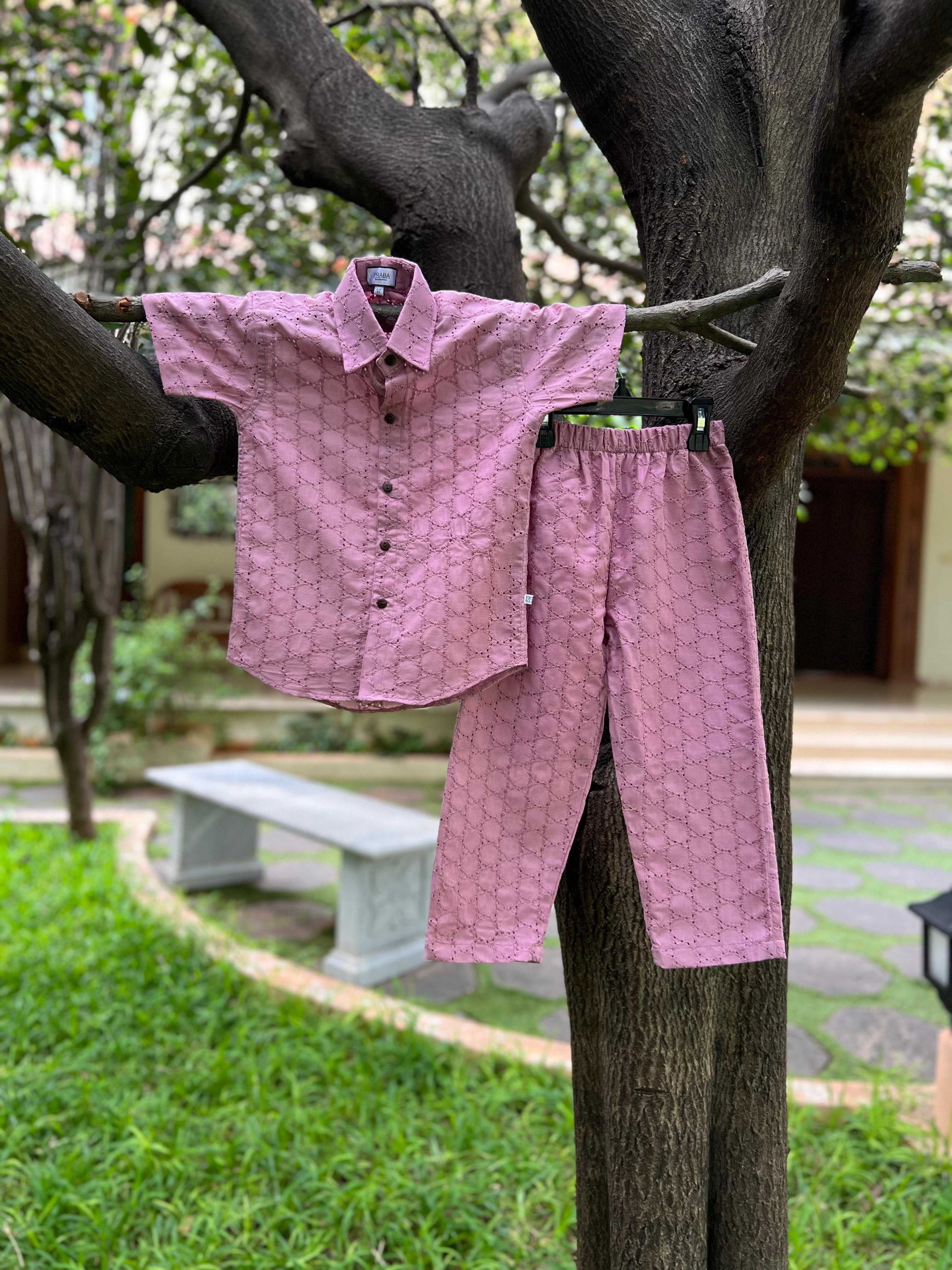 Hakoba Pink Gull Pant Set