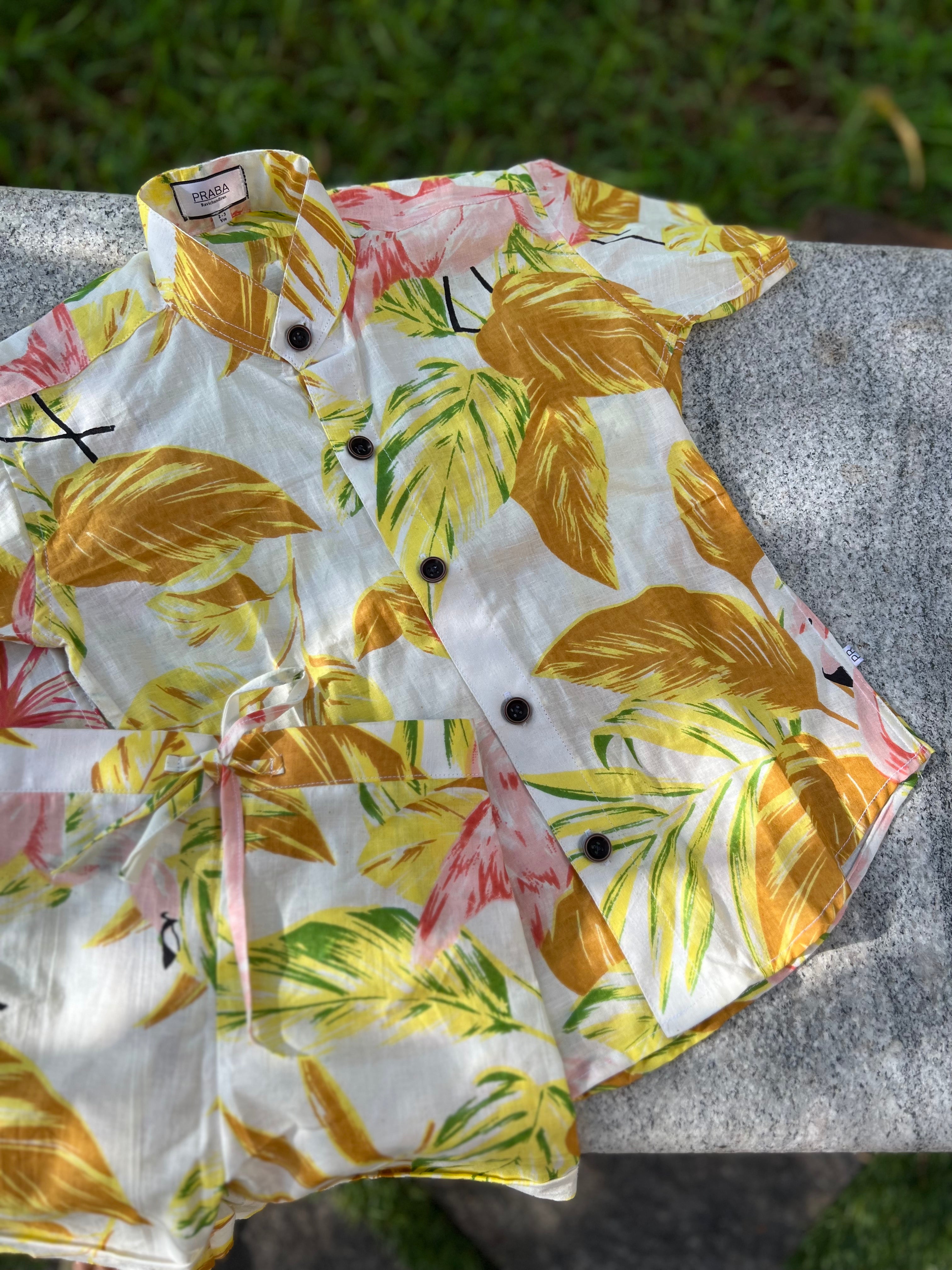 Flamingo Tropical Leaf Print