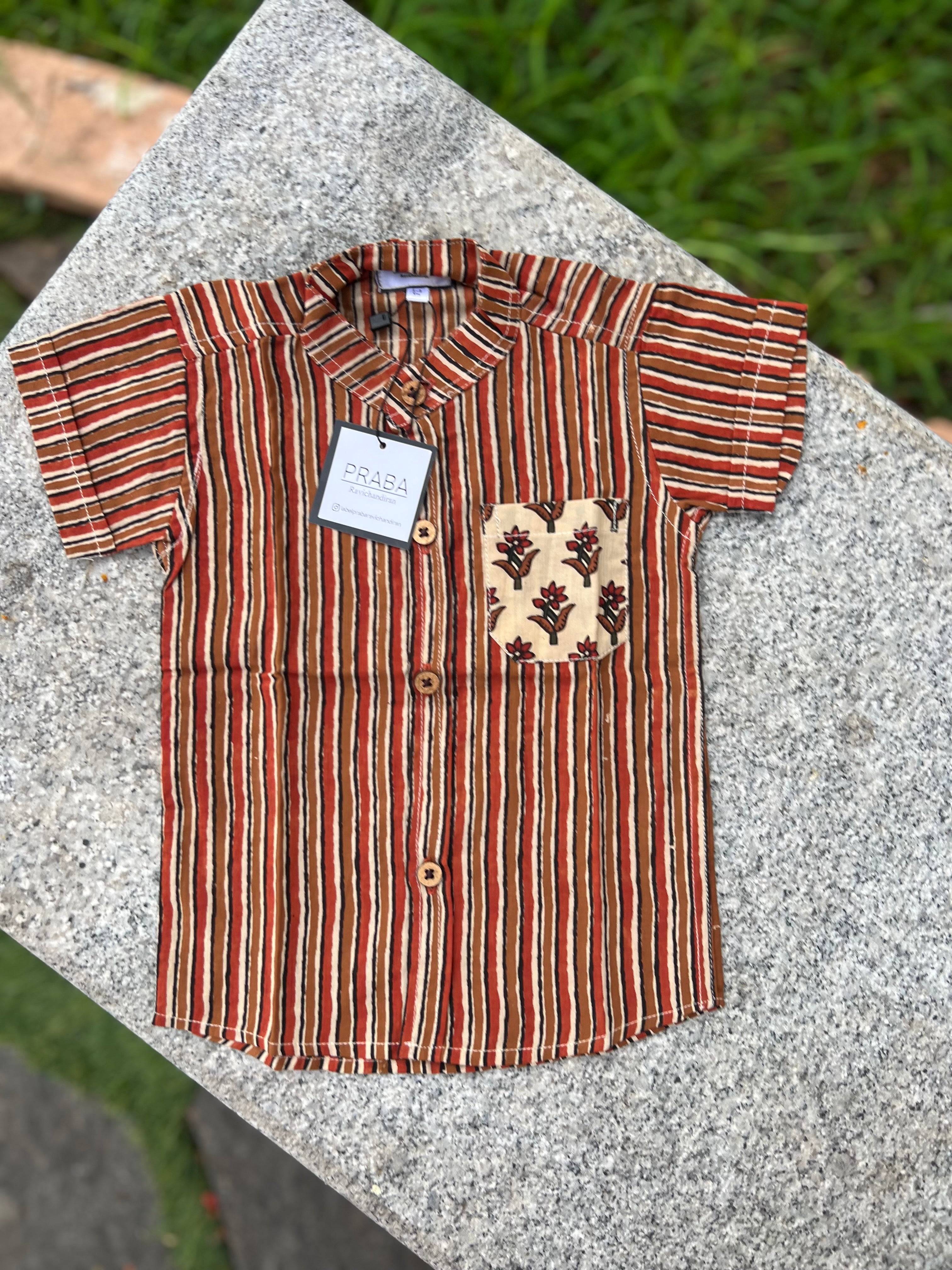 Brown strips Cotton shirt (Slim Fit)