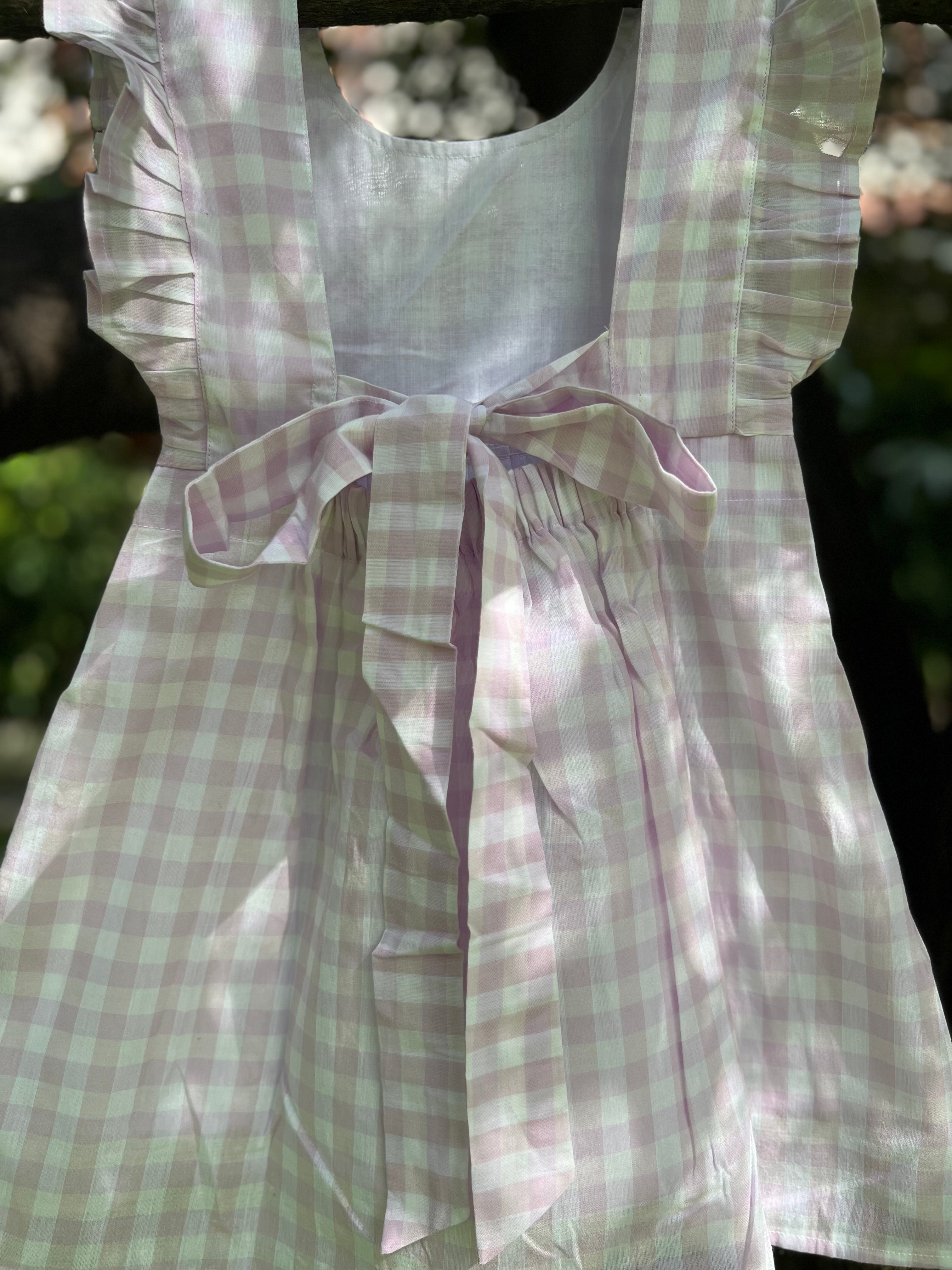 Purple and White Checkered Frock double lining