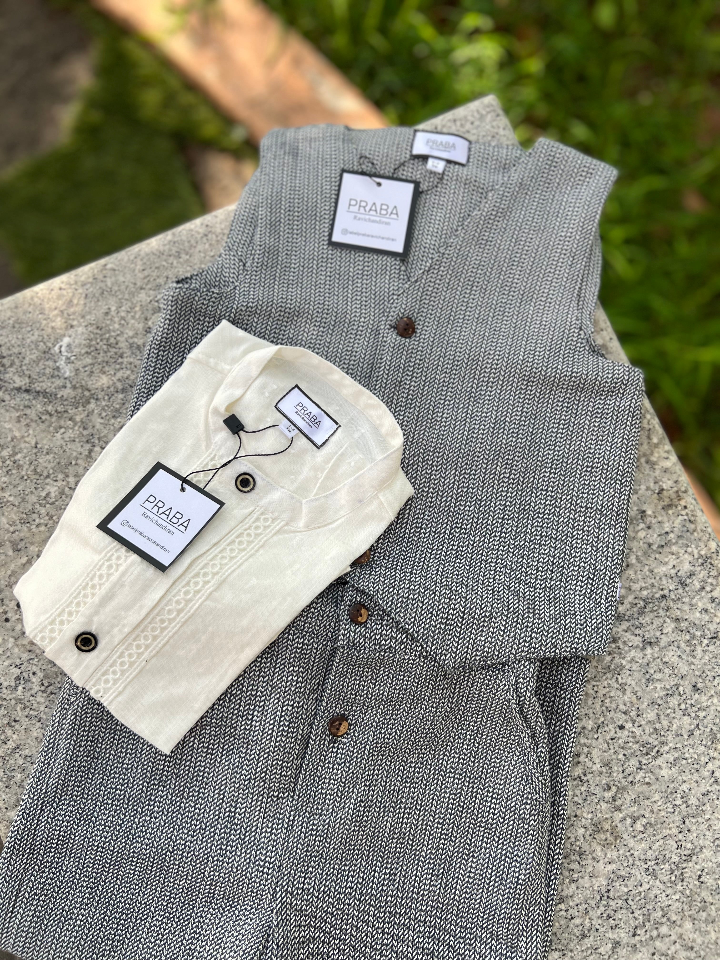 Dark Blue & Grey waistcoat 3 Piece set