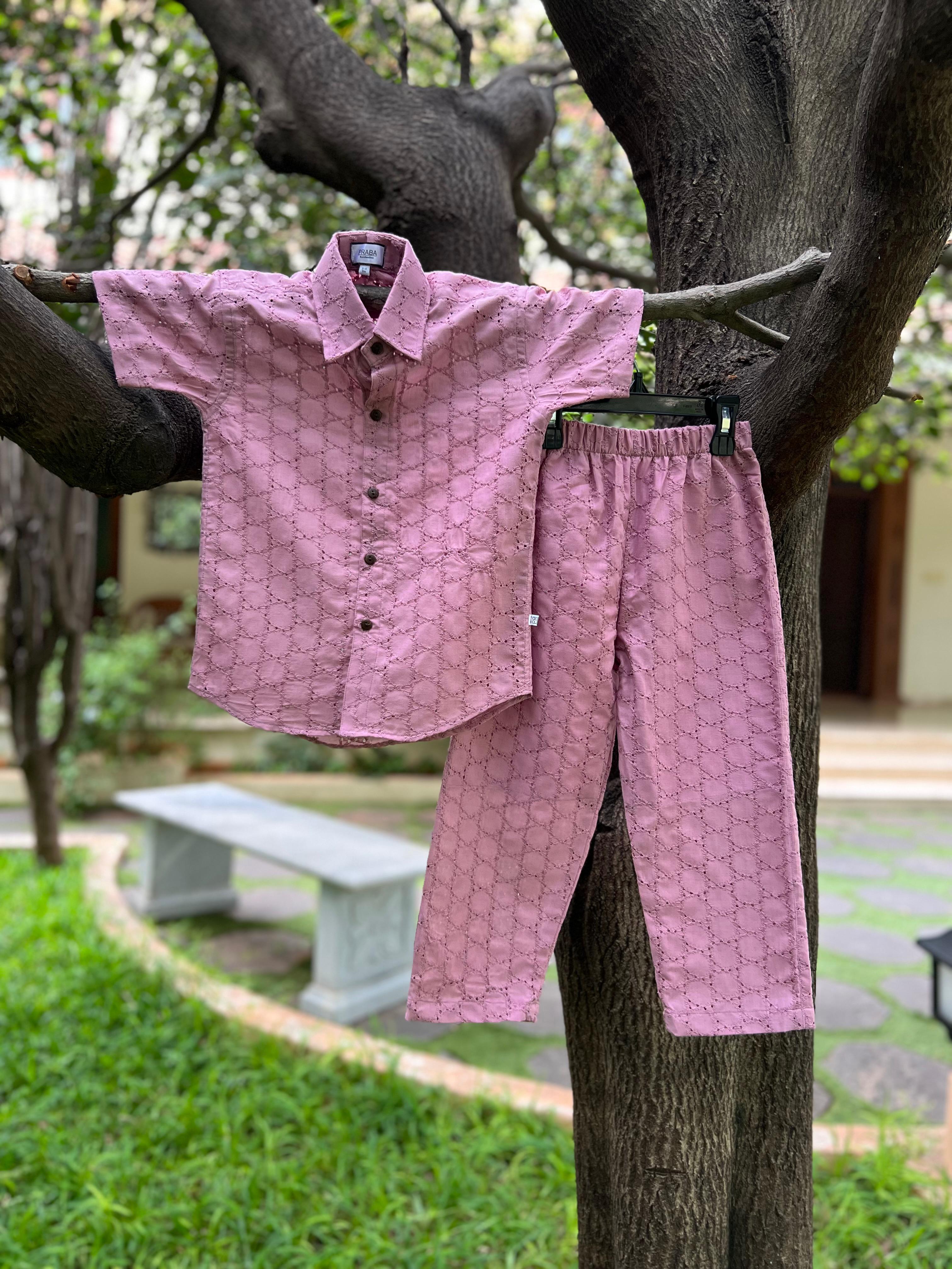 Hakoba Pink Gull Pant Set