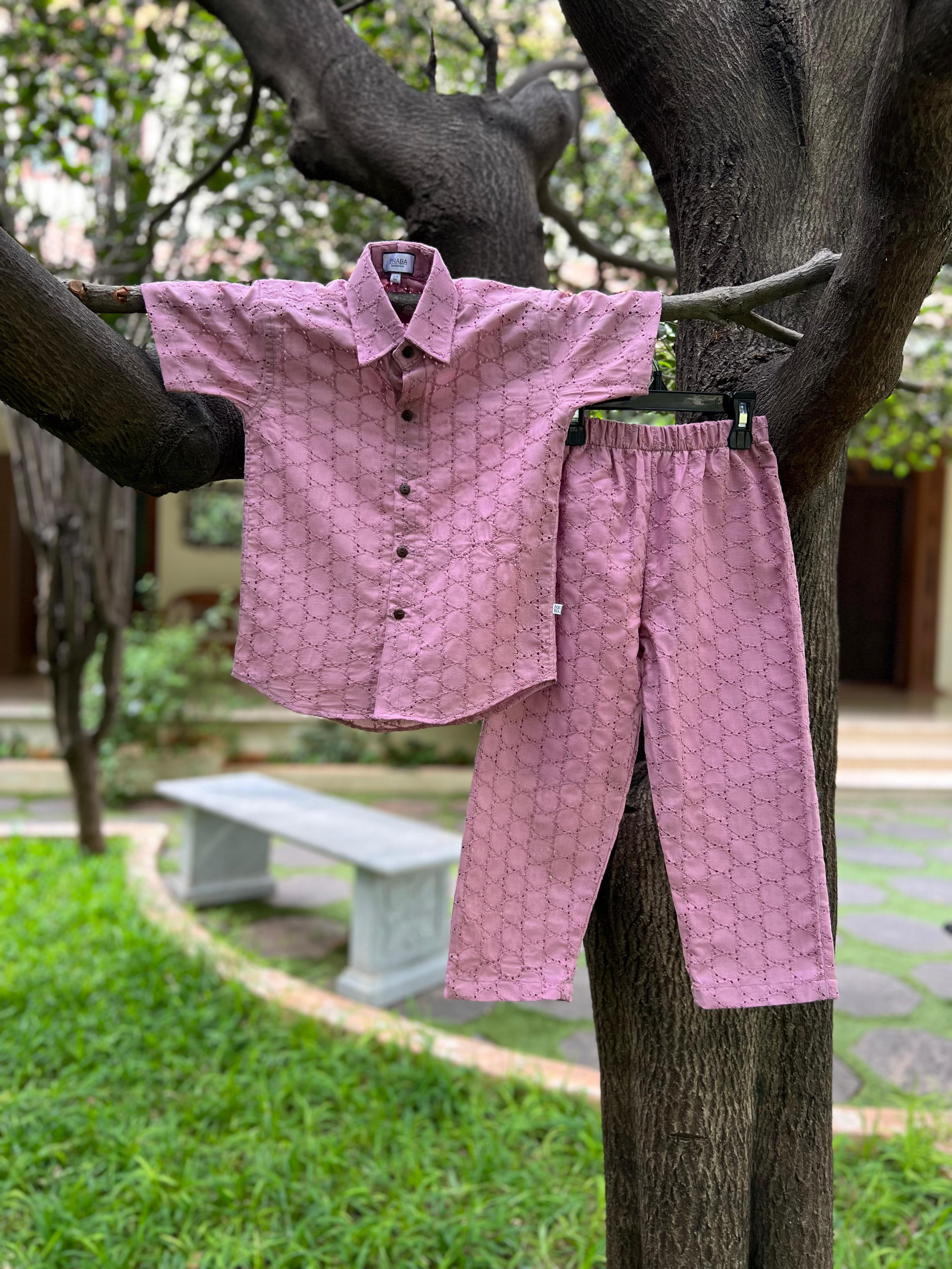 Hakoba Pink Gull Pant Set