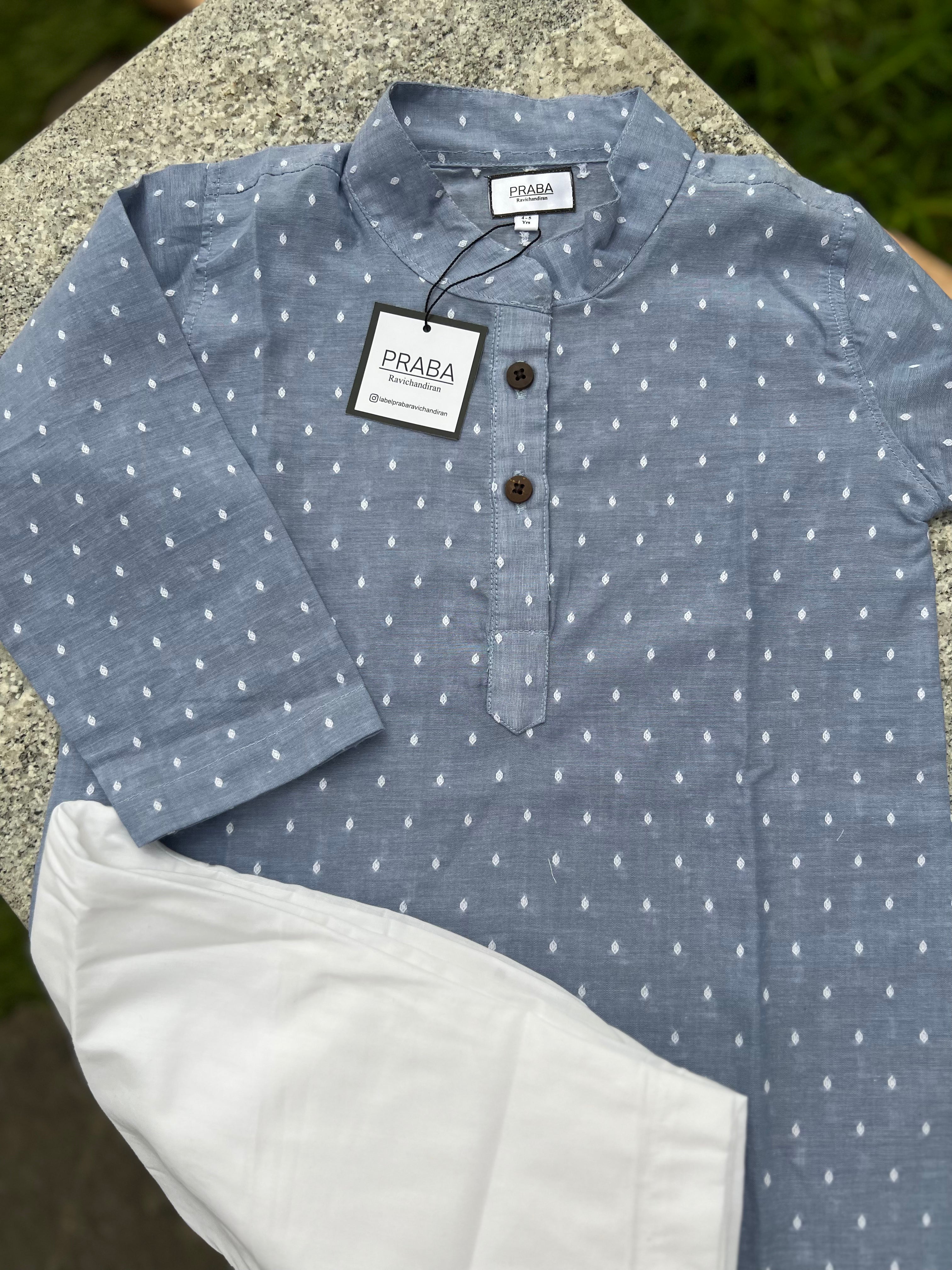 Light Blue dotted kurta pyjama set