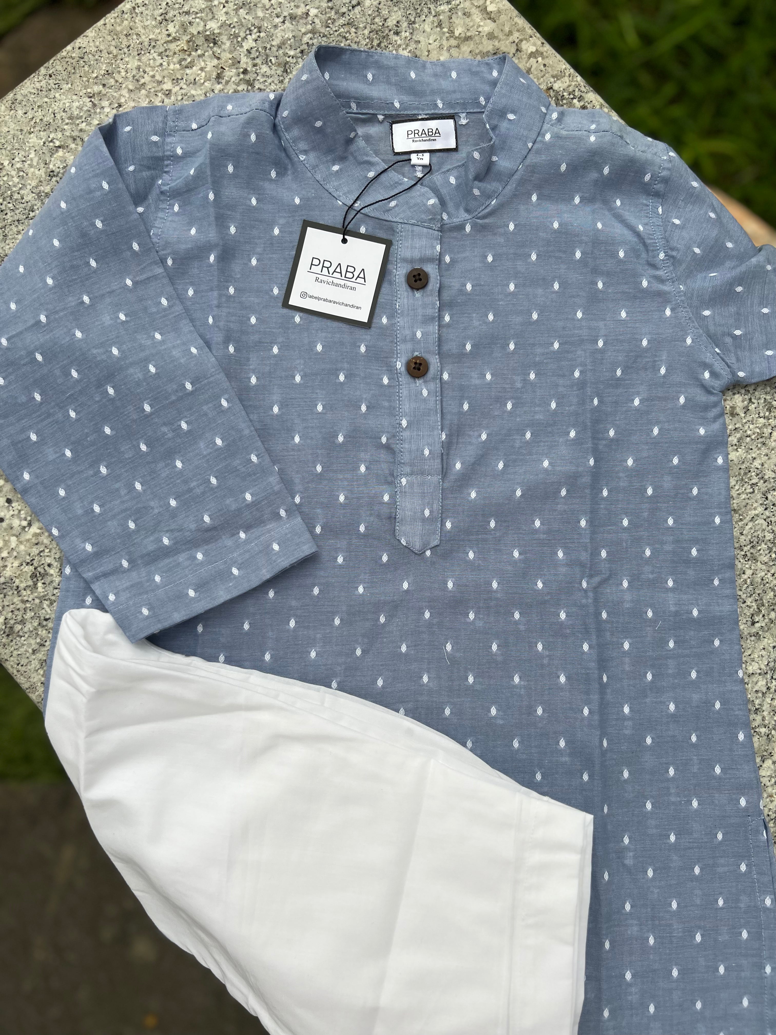 Light Blue dotted kurta pyjama set