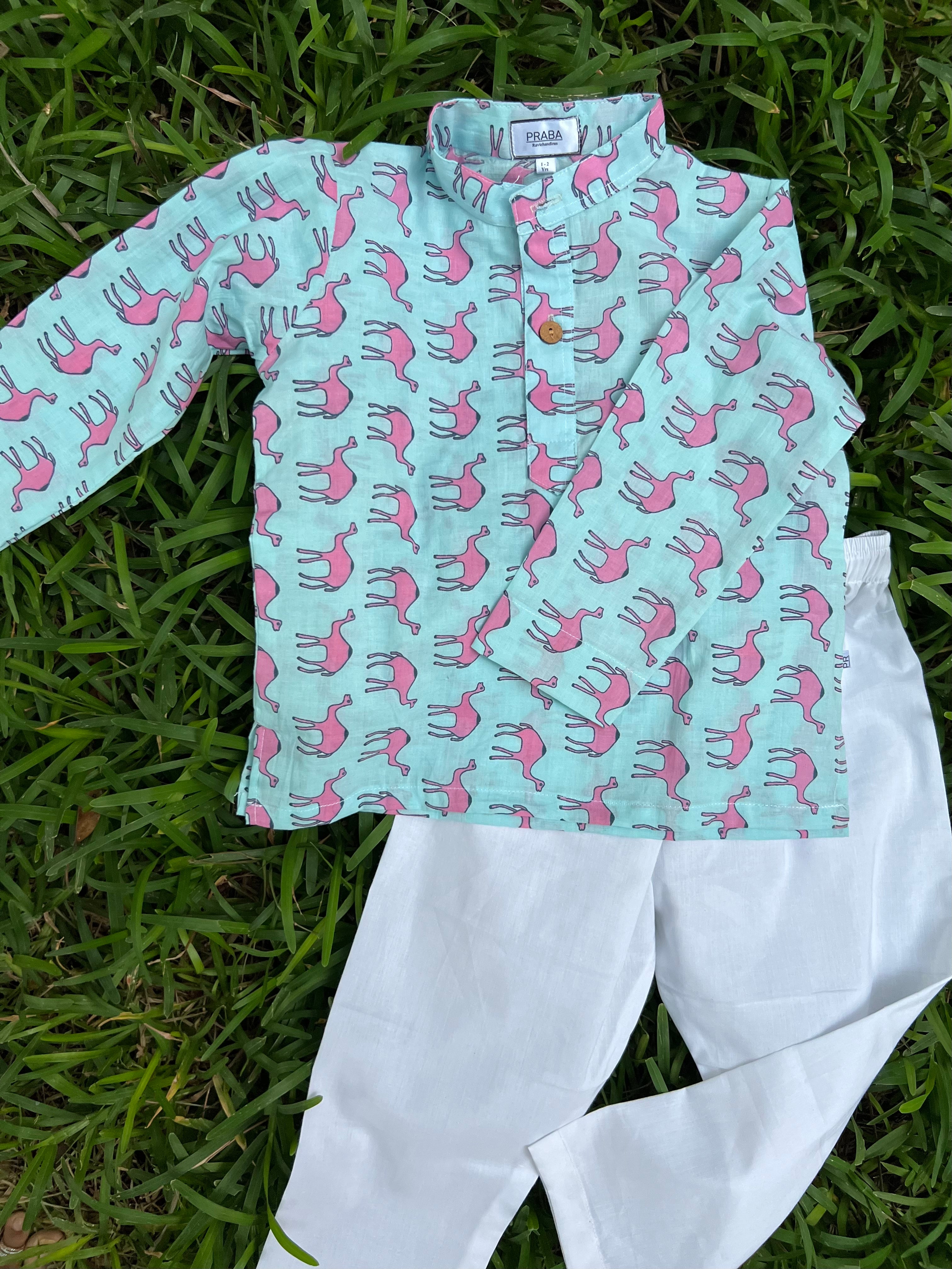 Camel animal printed kurta pyjama set