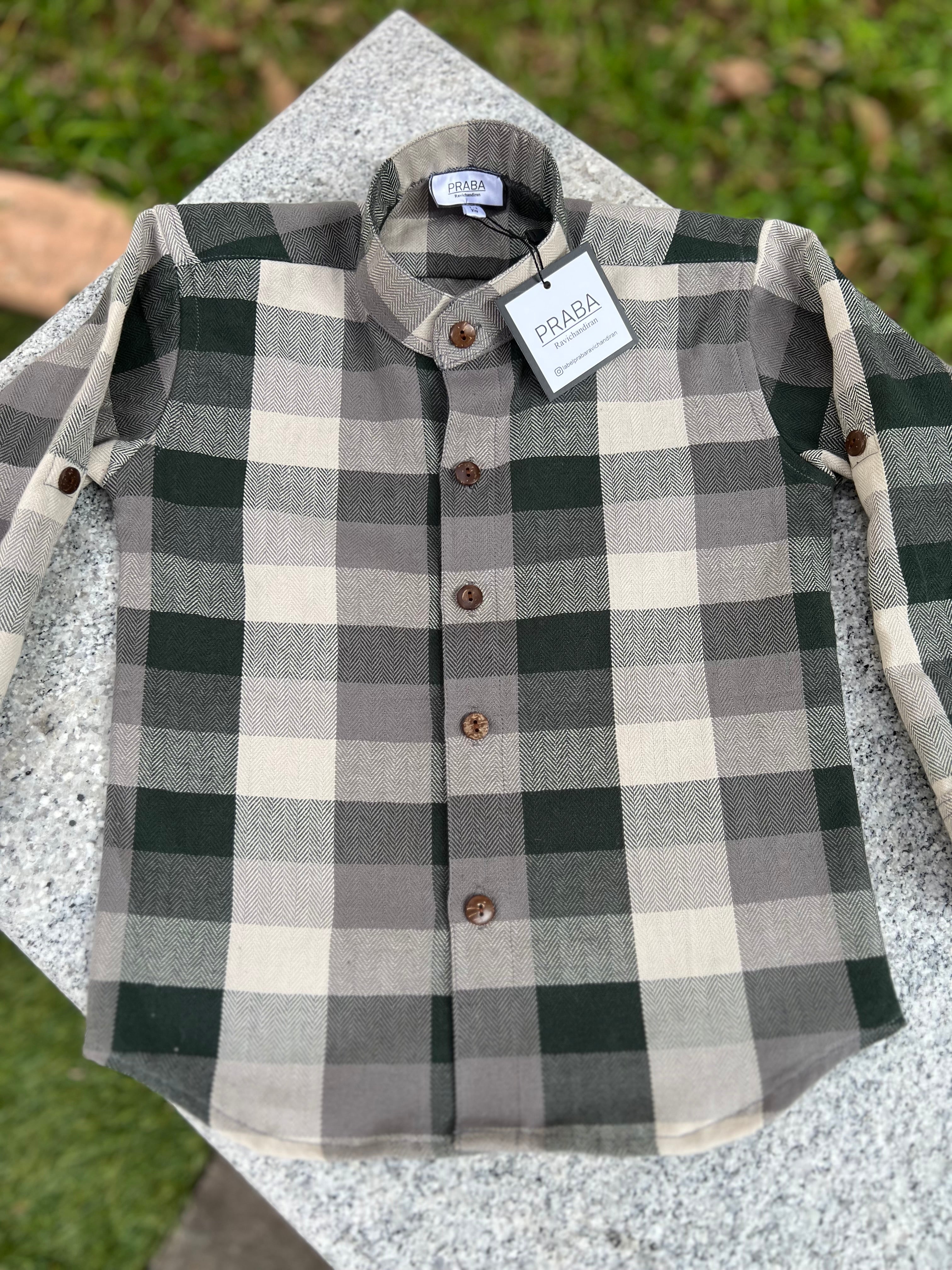 Bottle green checked shirt