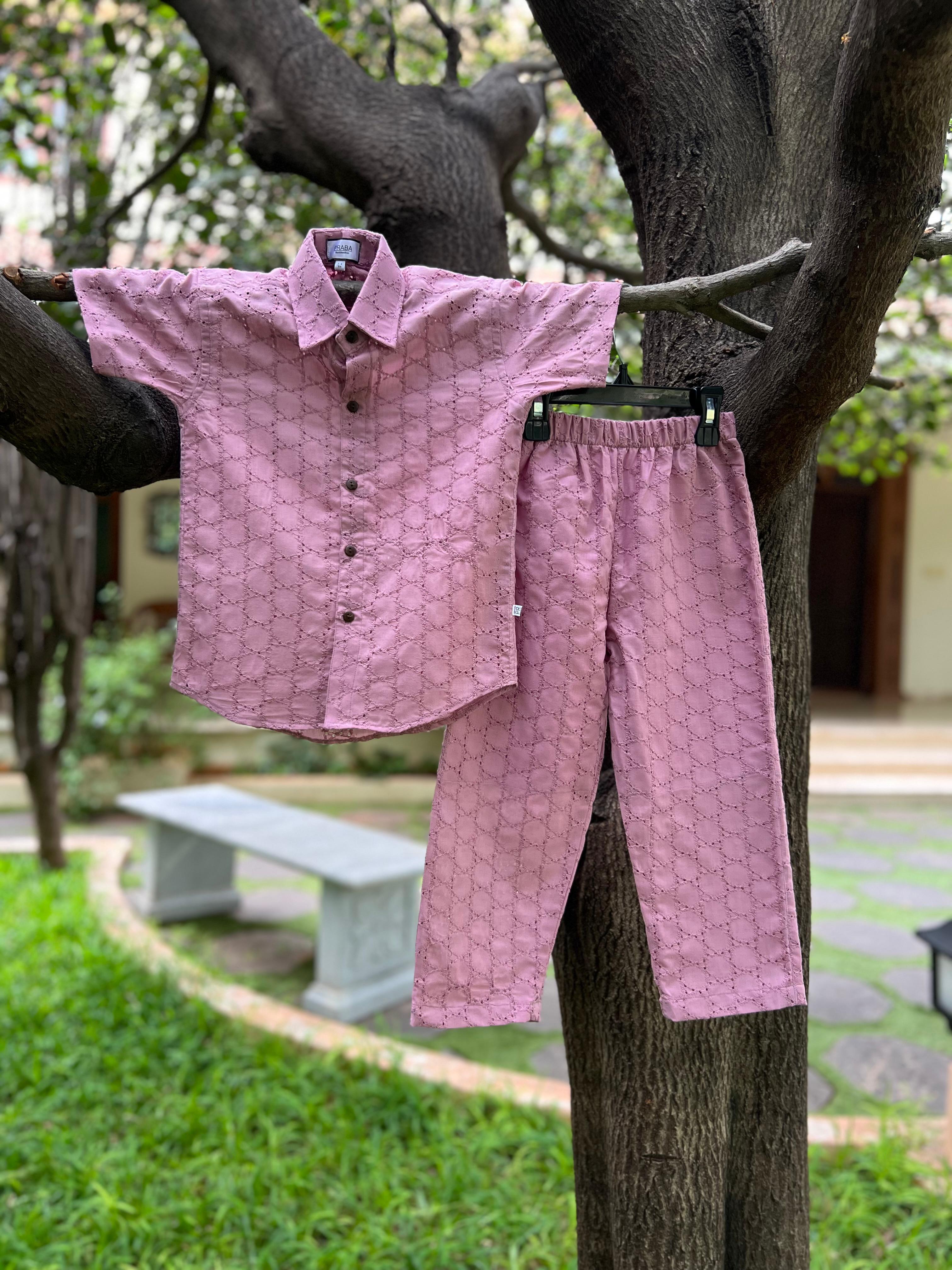 Hakoba Pink Gull Pant Set