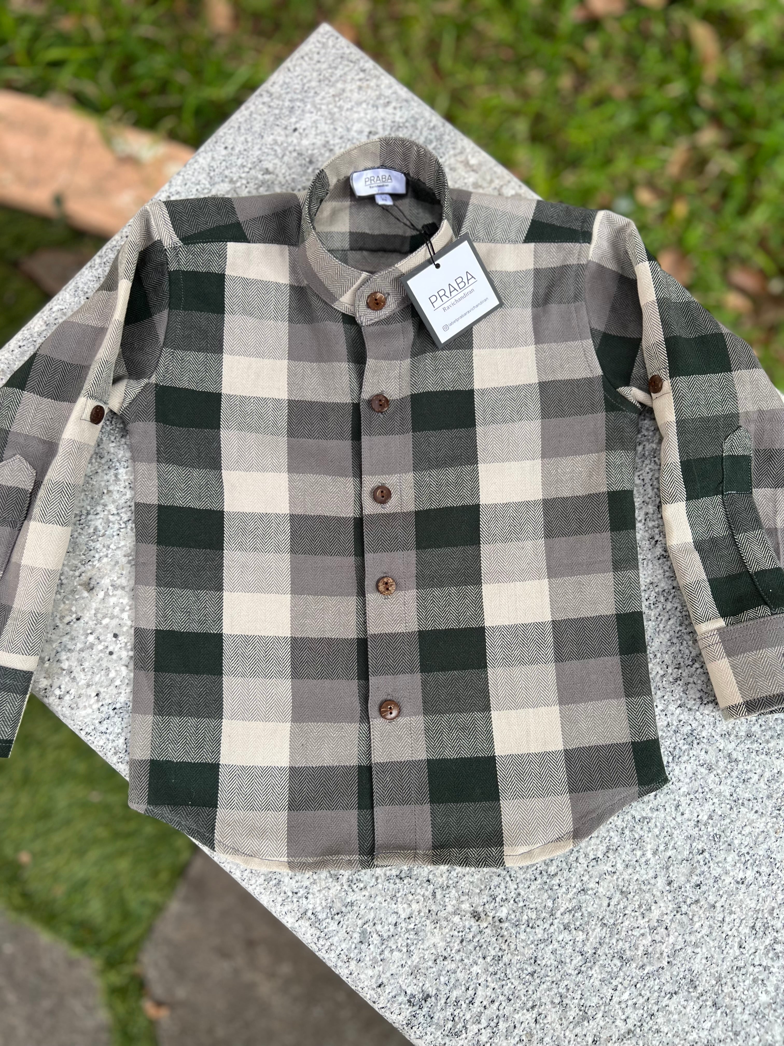 Bottle green checked shirt