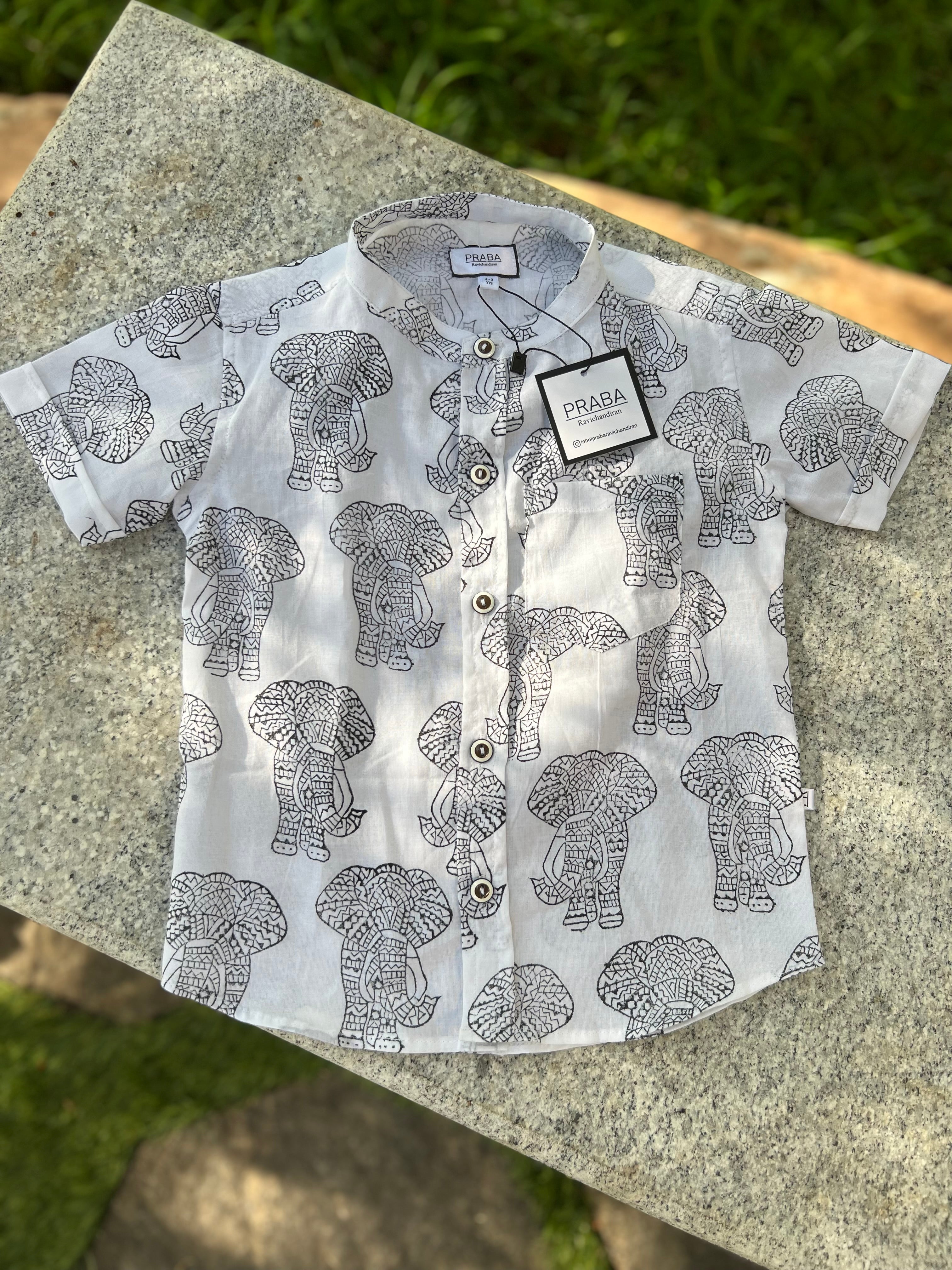 Elephant print cotton shirt (Regular fit)