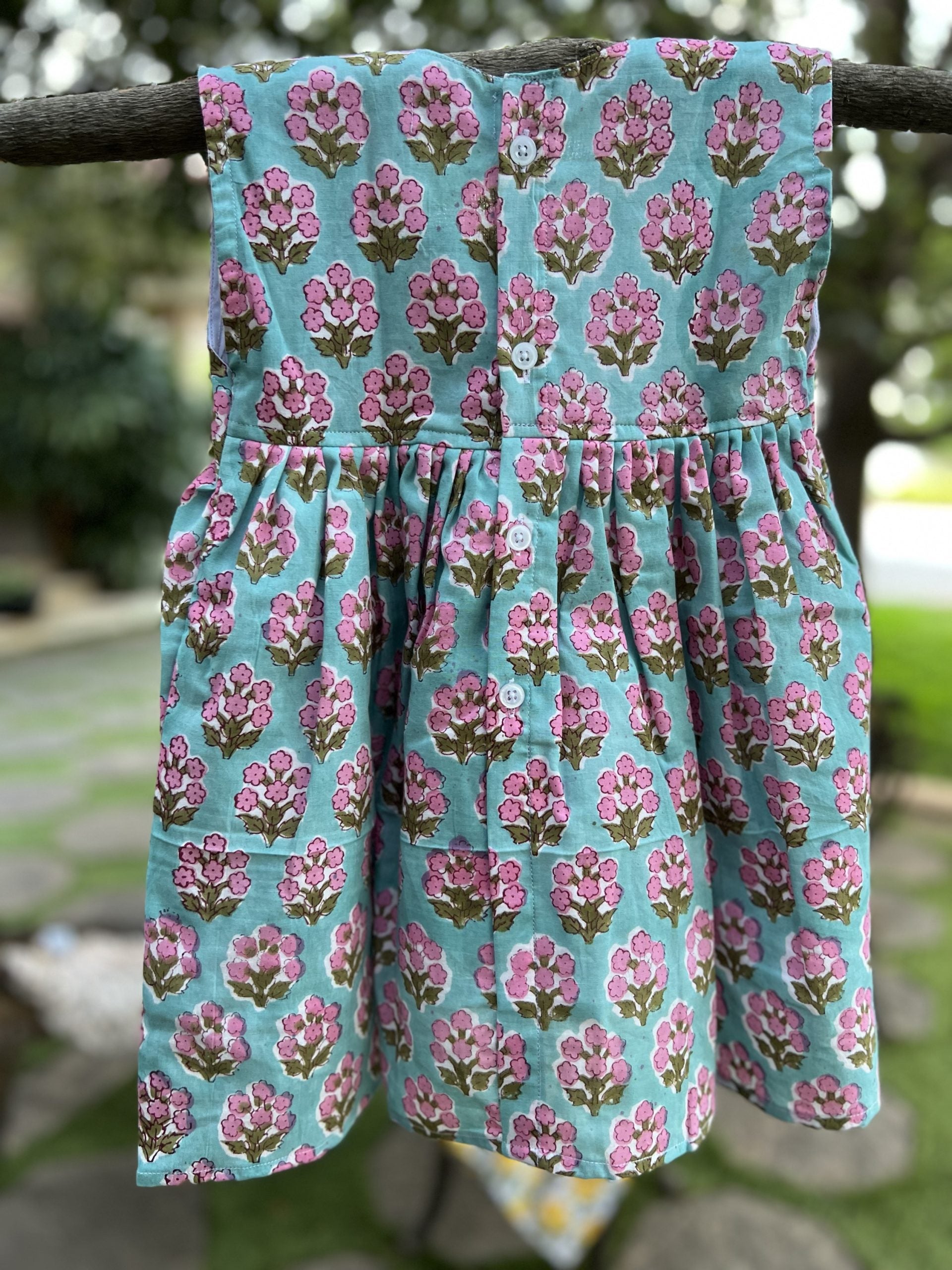 Eye-Catching Pink and Green Floral Print Dress Everyday collection 849