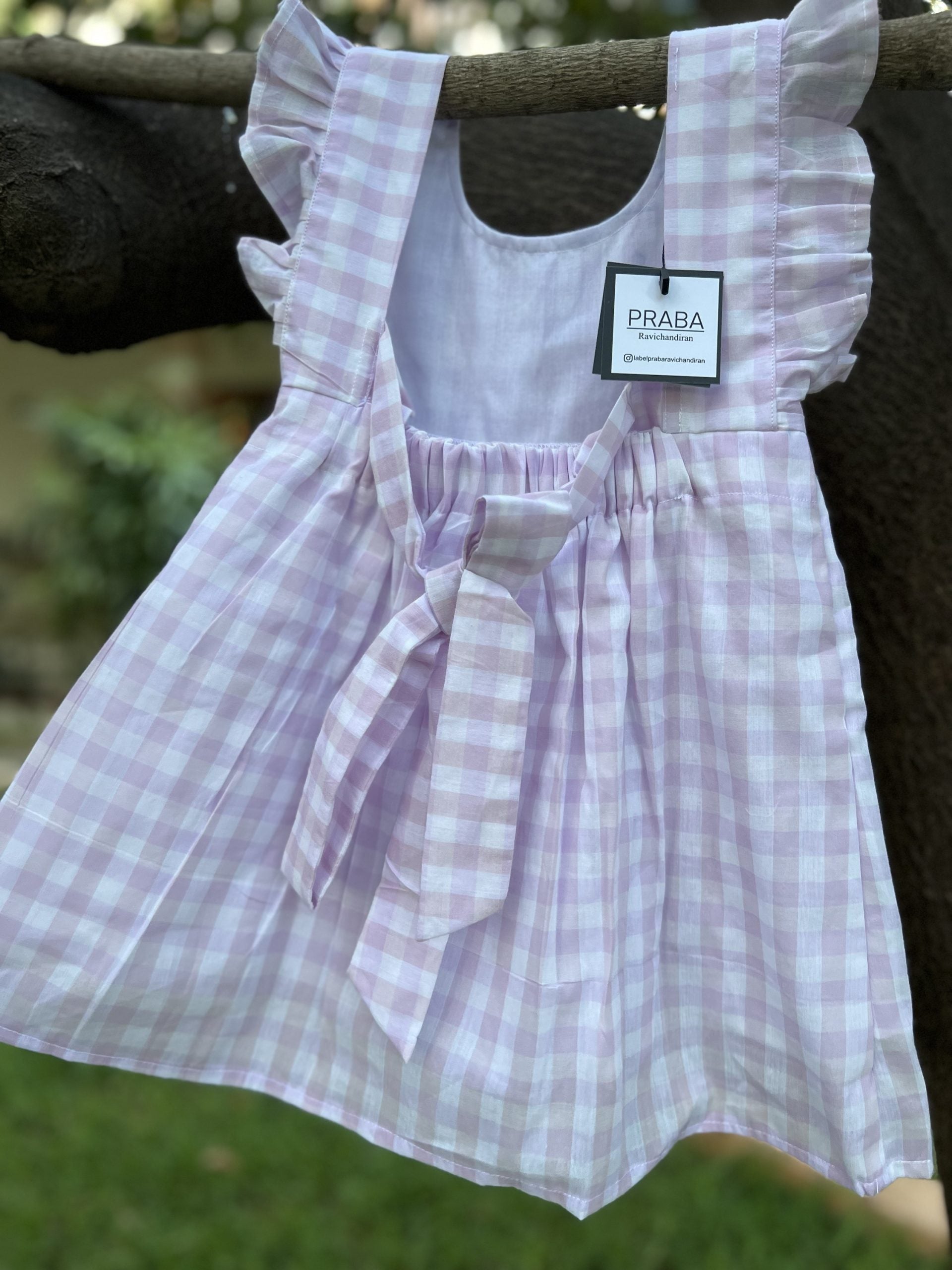 Purple and White Checkered Frock double lining