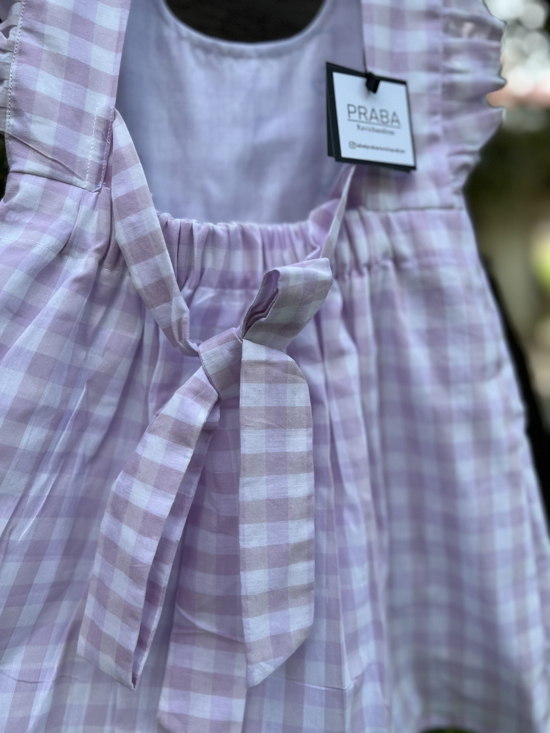 Purple and White Checkered Frock double lining